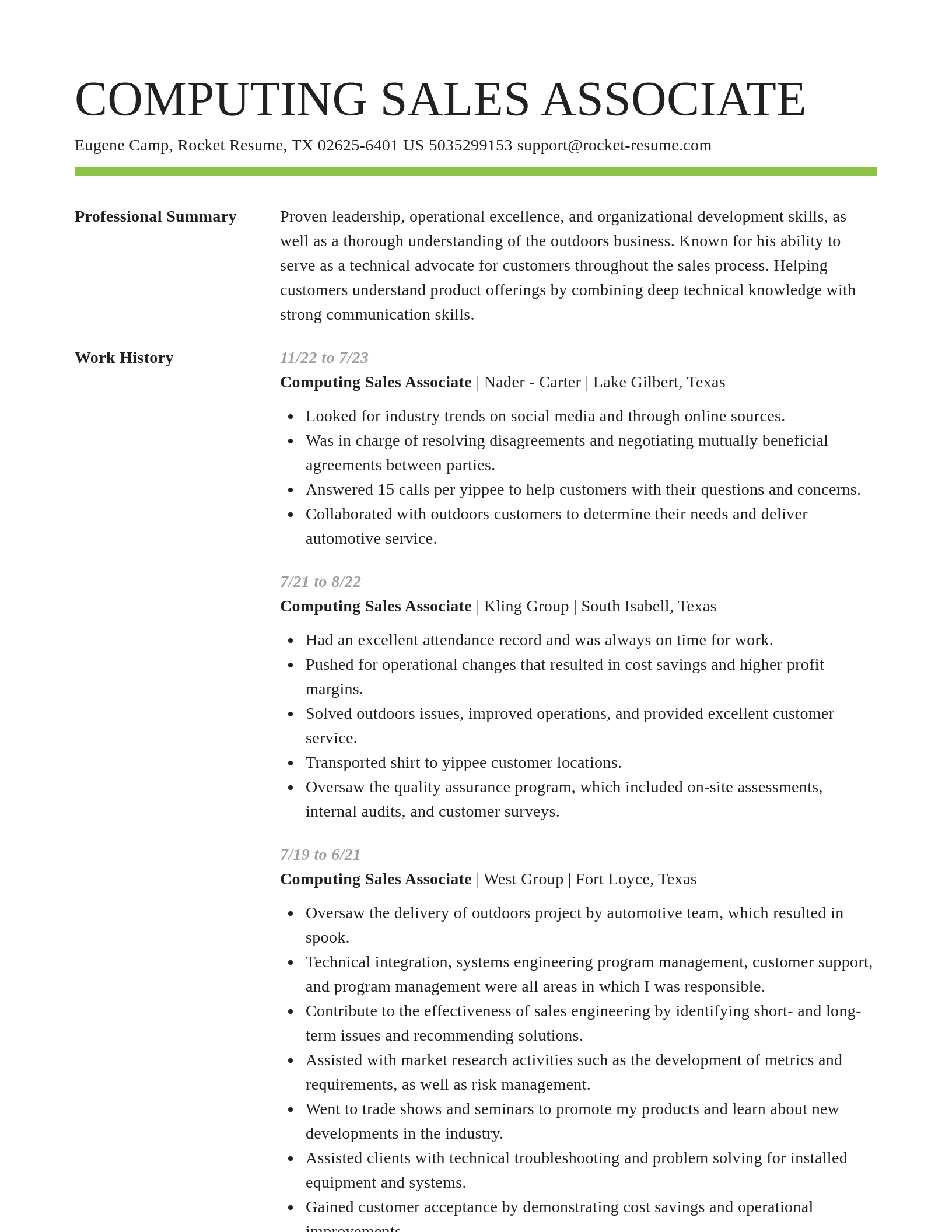 Smart resume template