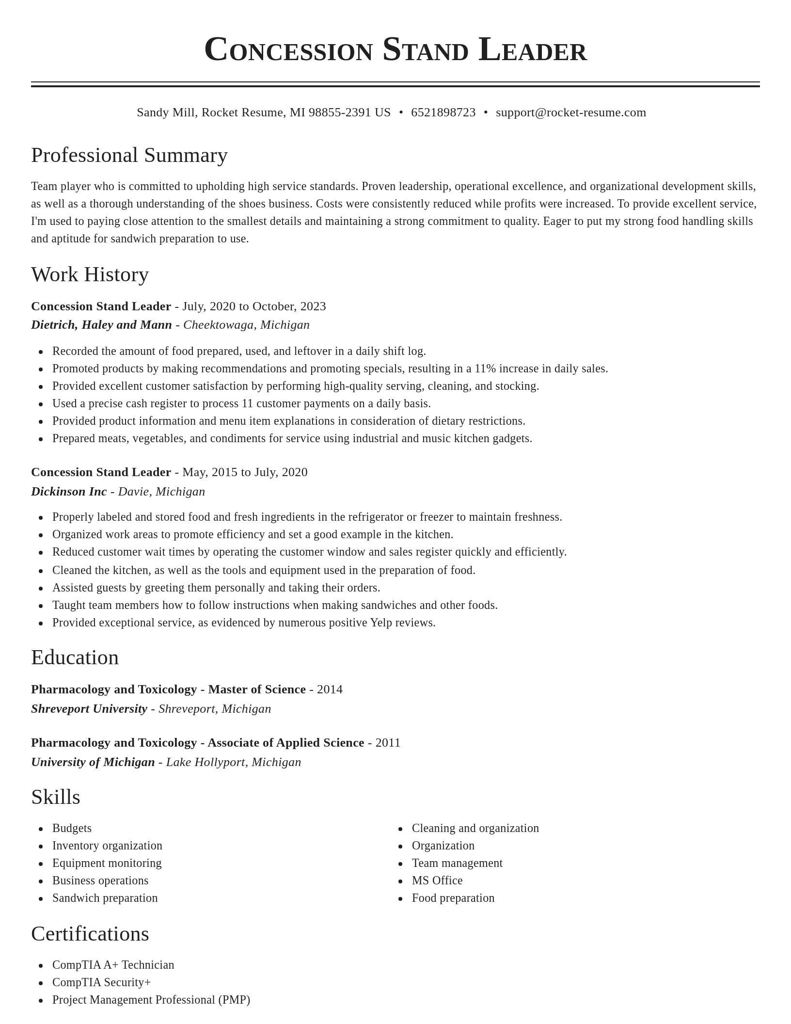 Classic resume template