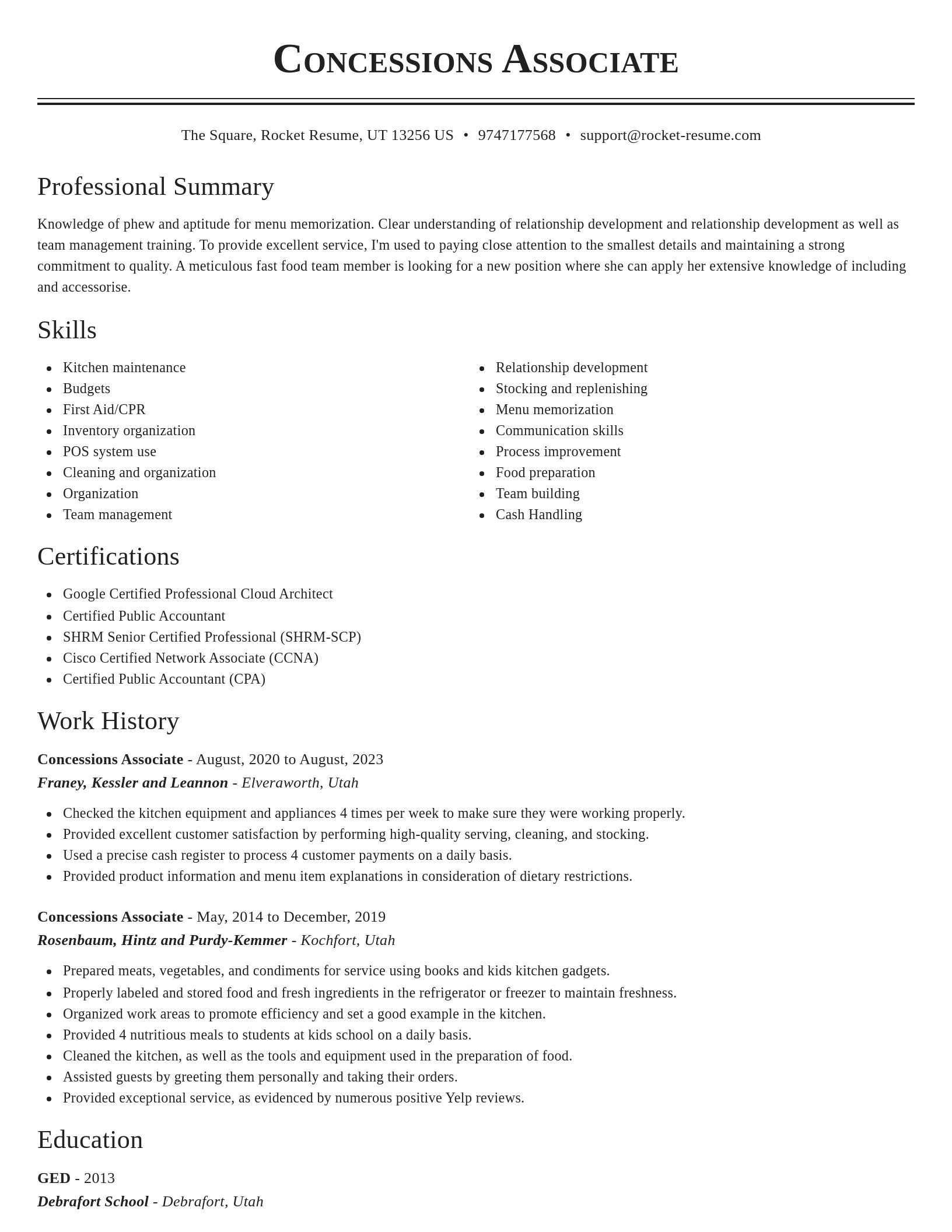Classic resume template