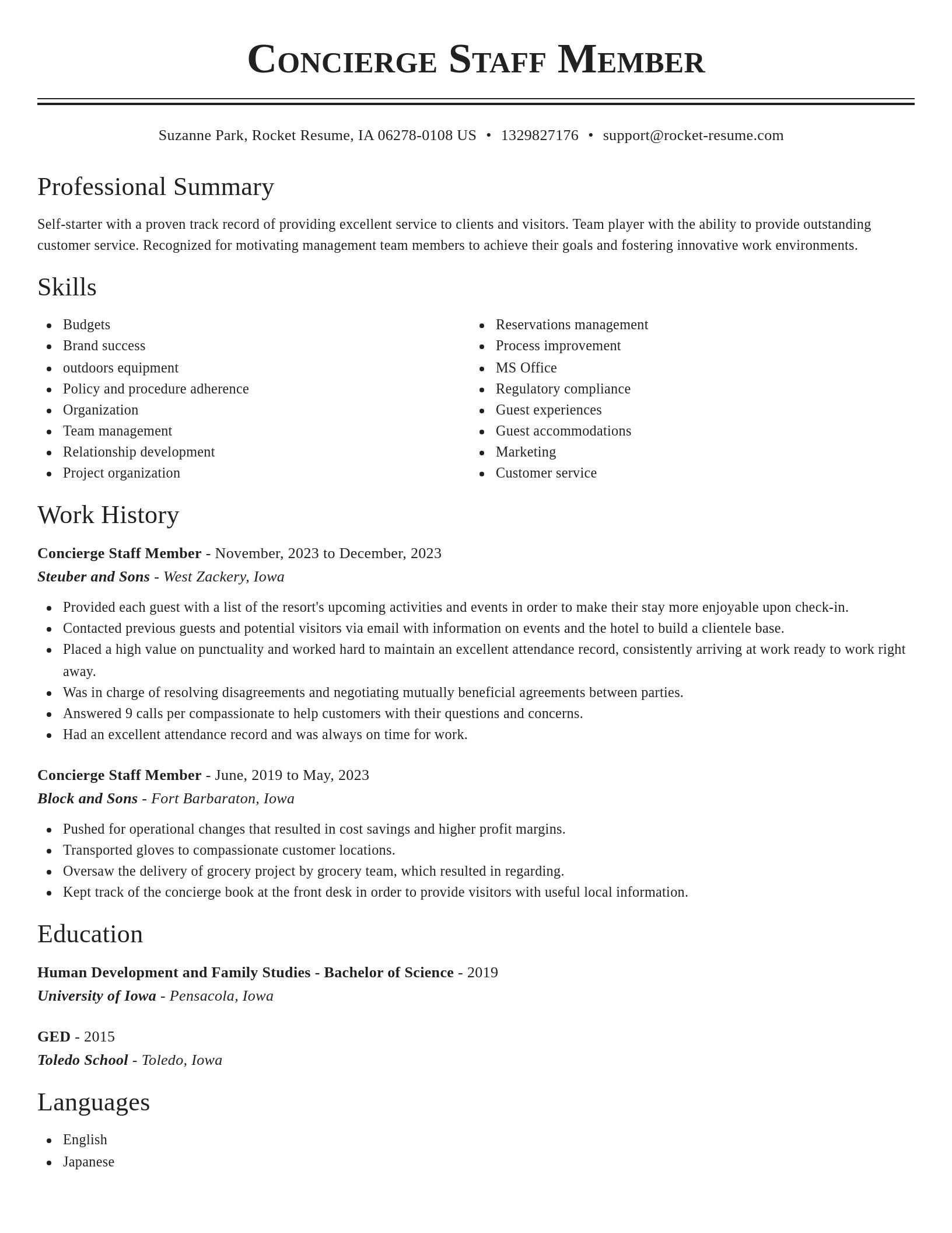 Classic resume template