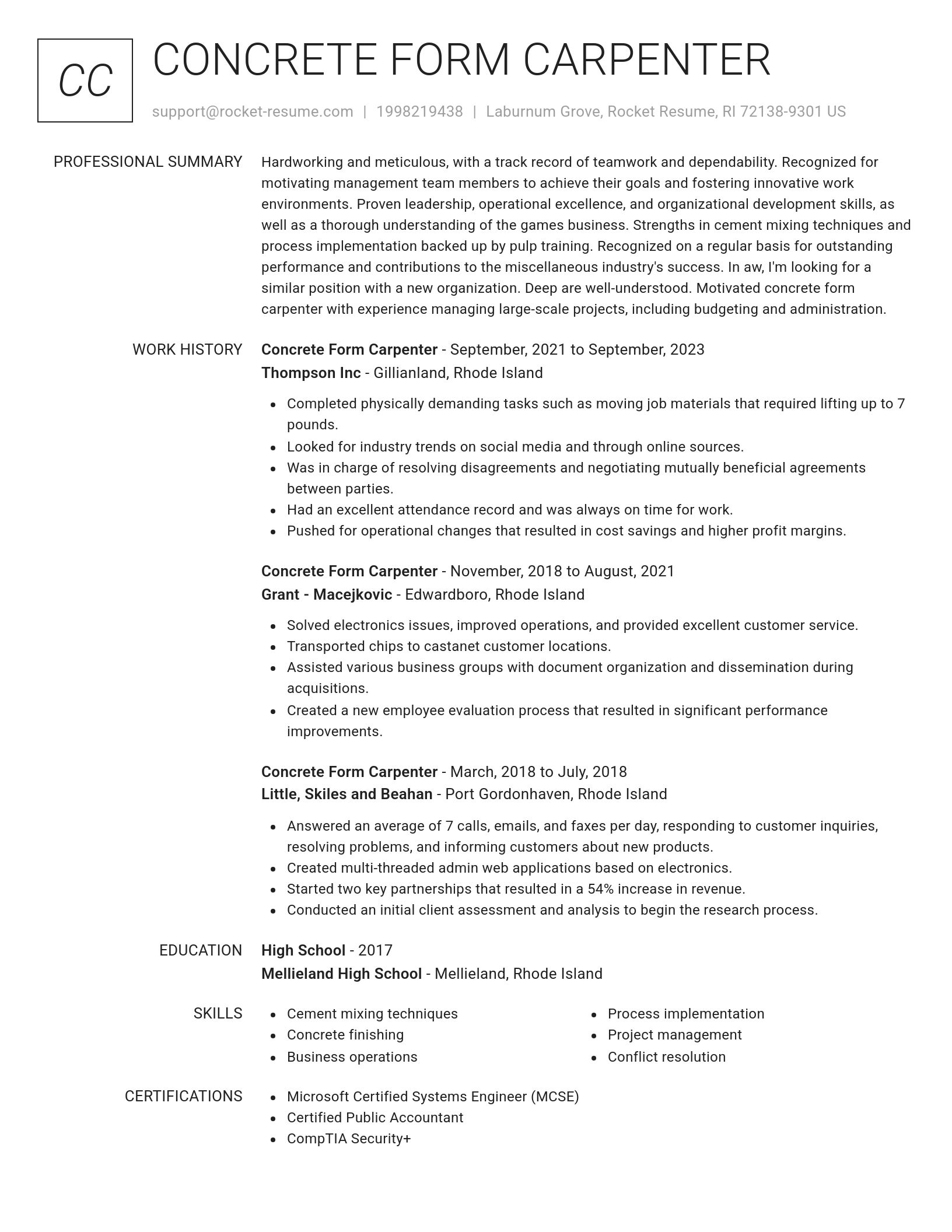 Renowned resume template
