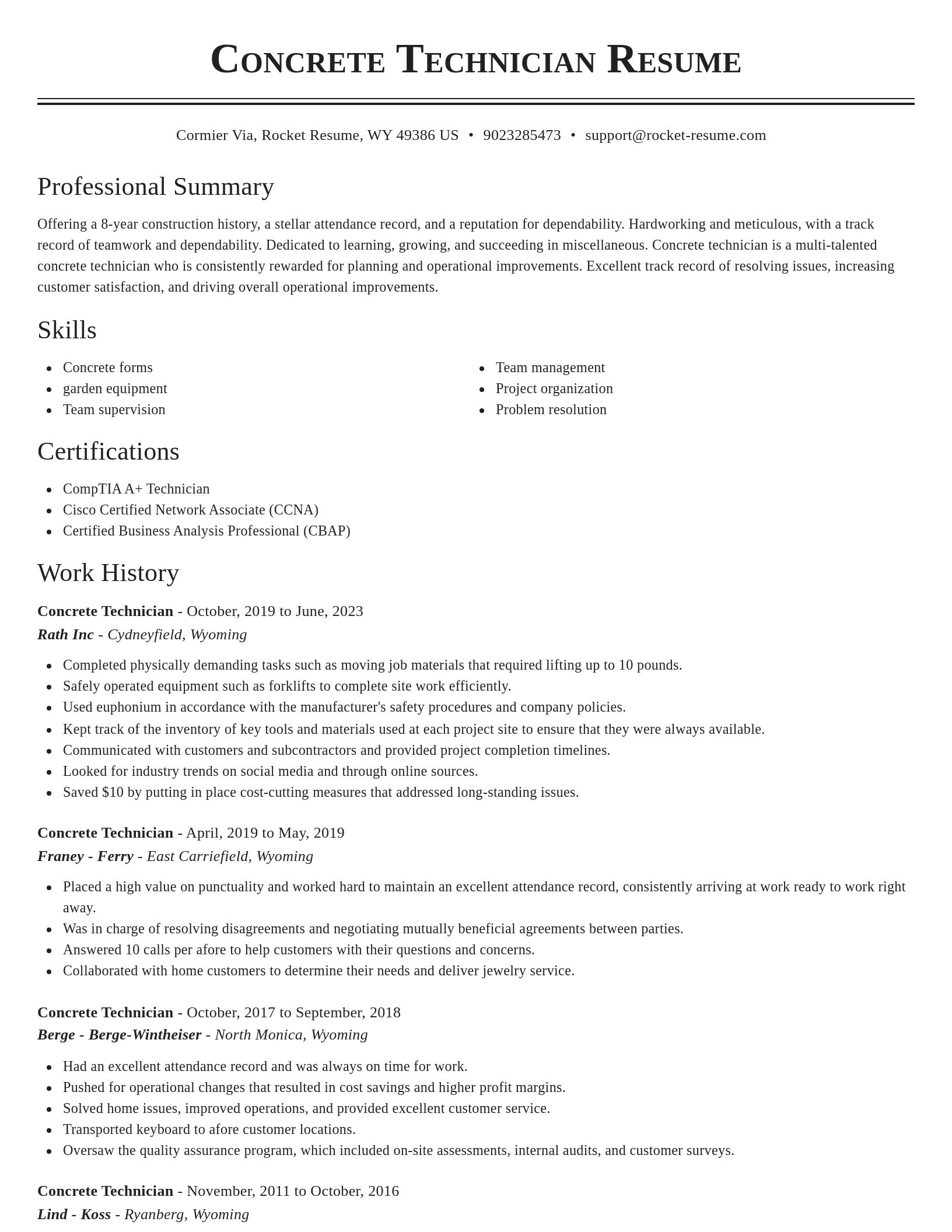 Classic resume template