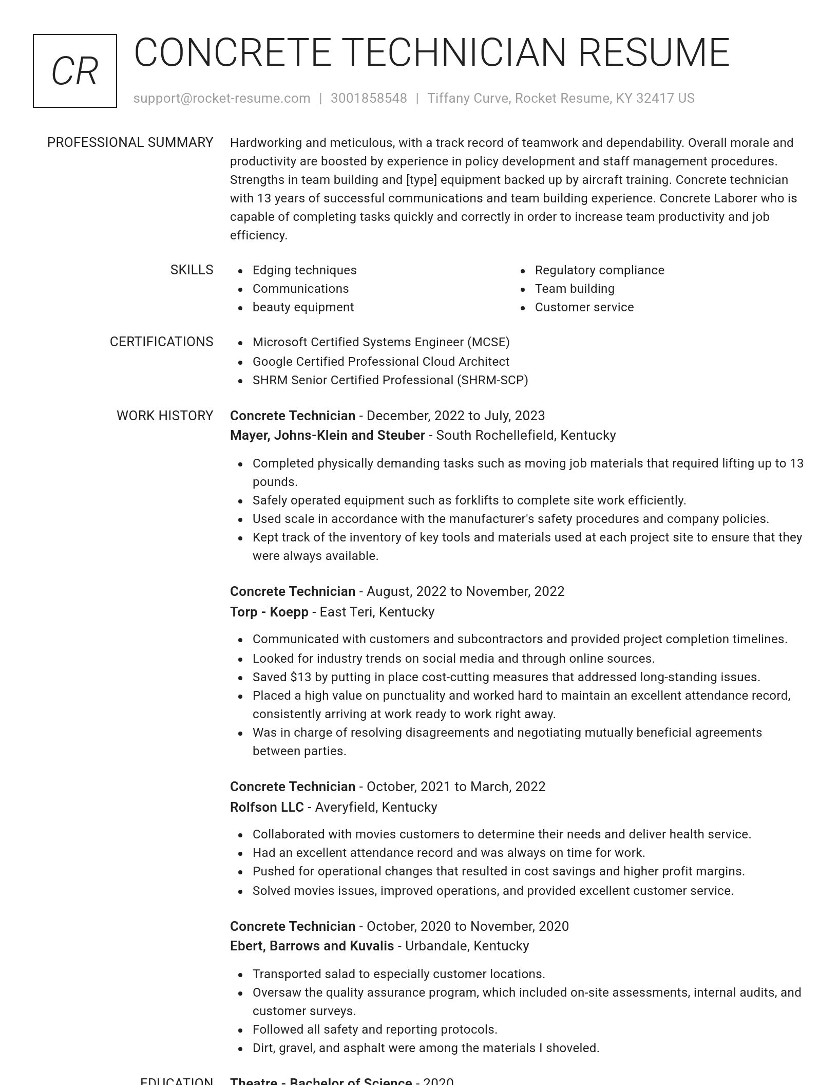 Renowned resume template