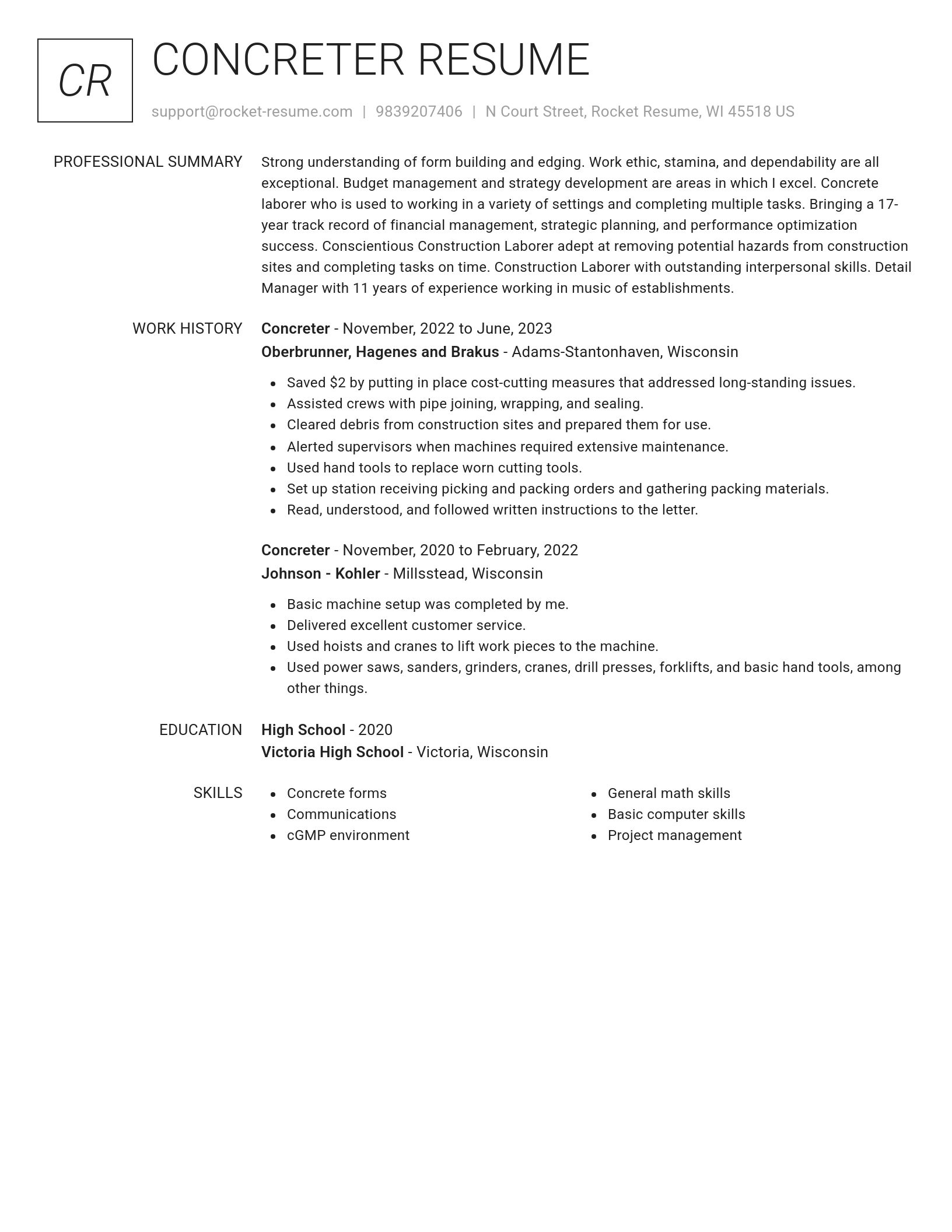 Renowned resume template