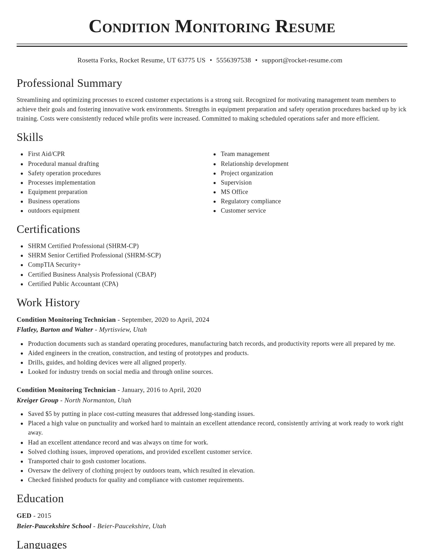 Classic resume template