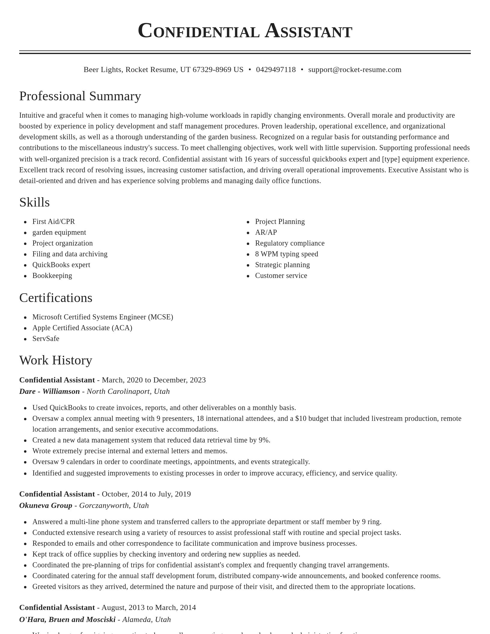 Classic resume template