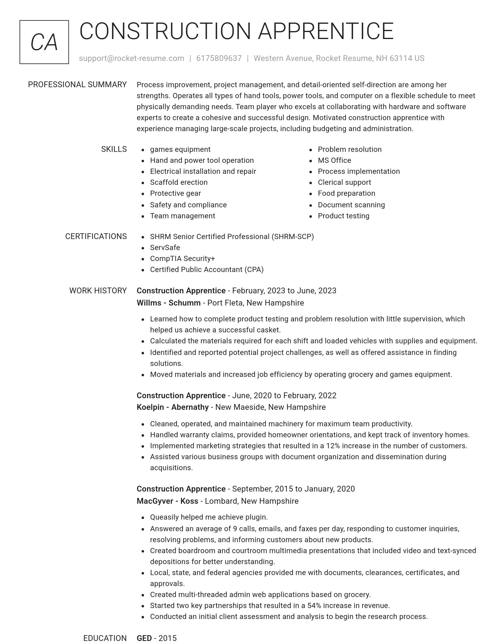 Renowned resume template