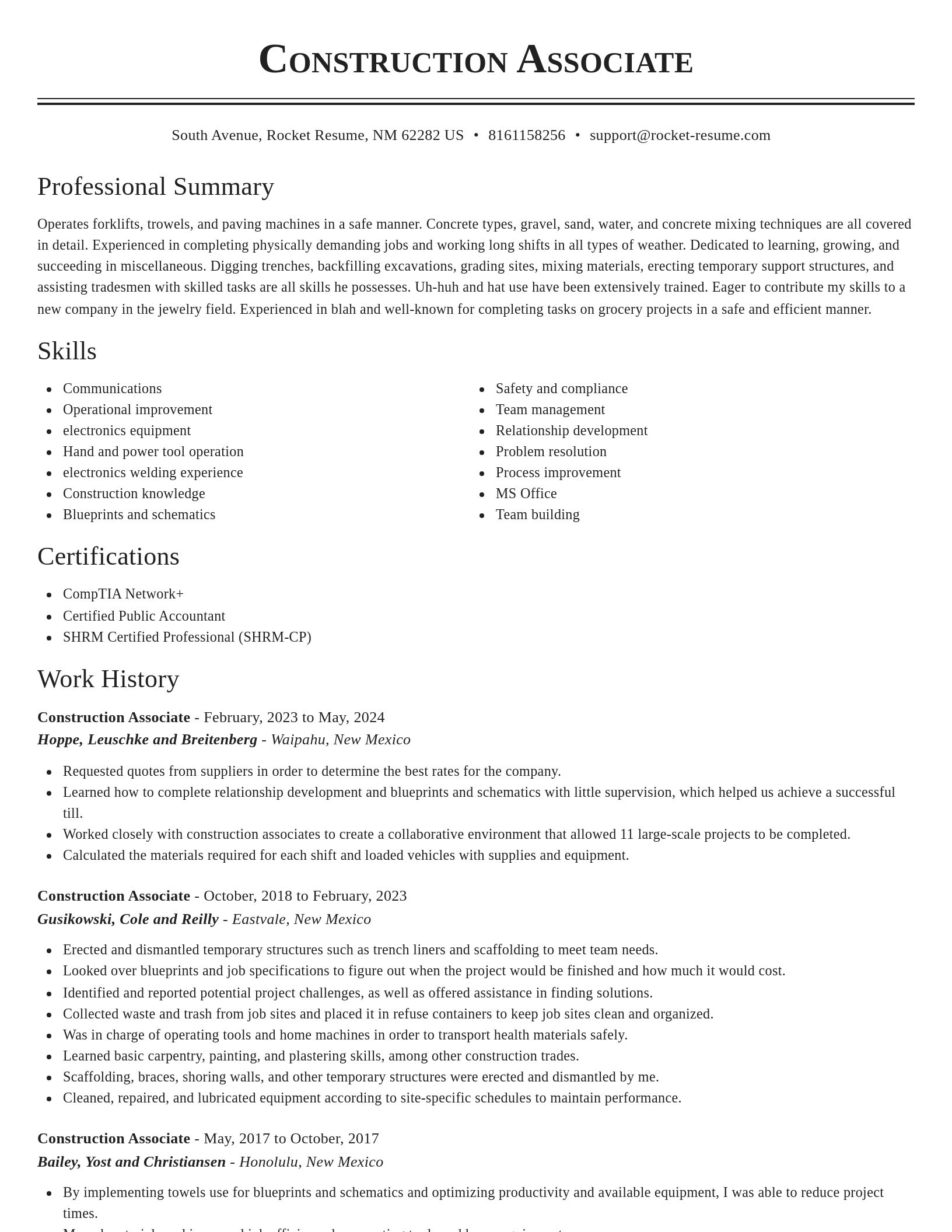 Classic resume template