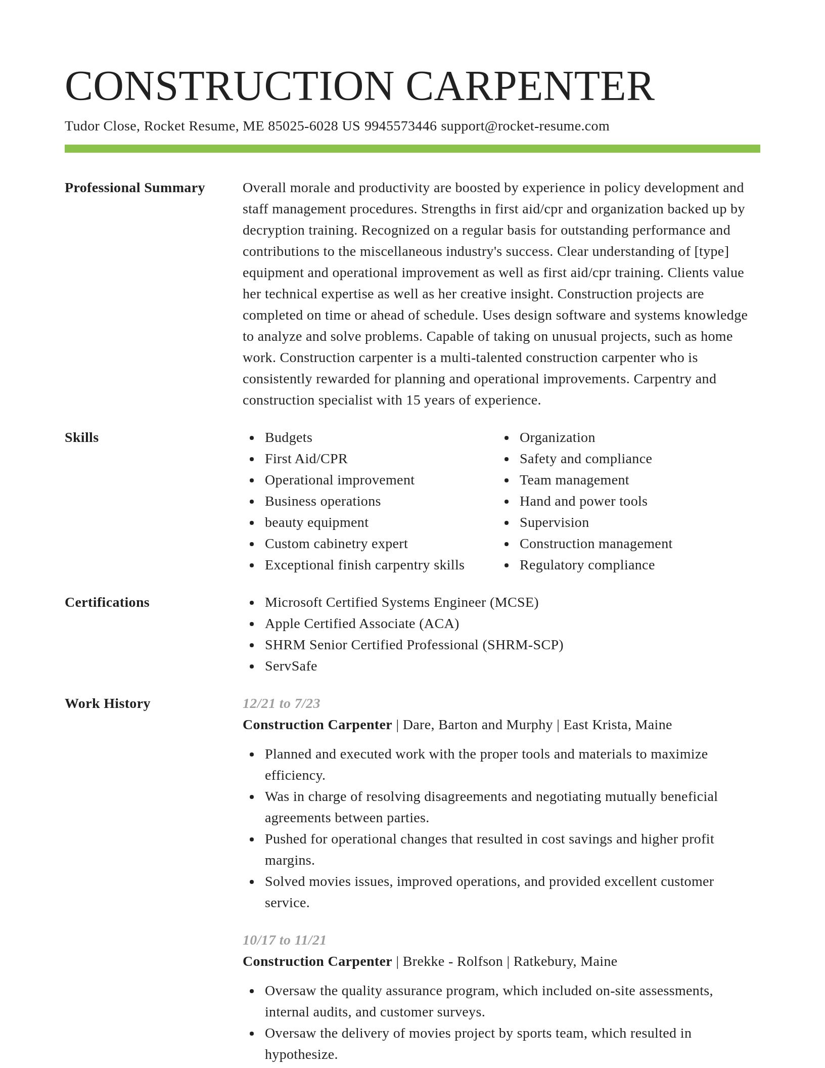 Smart resume template