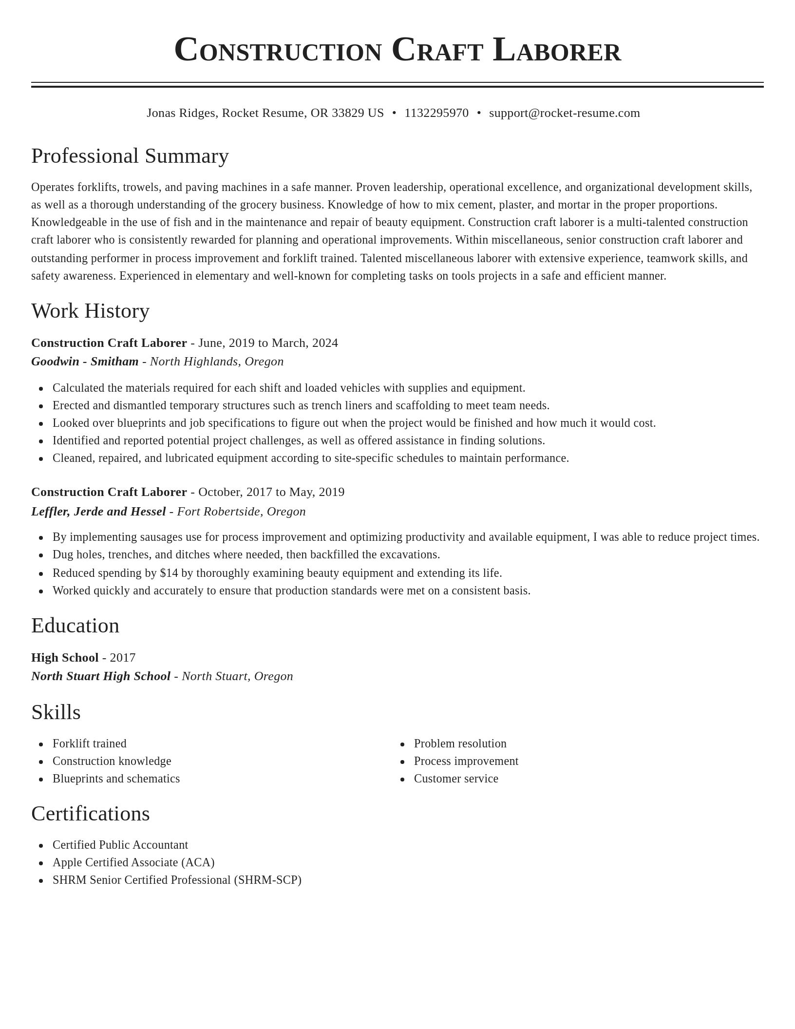 Classic resume template