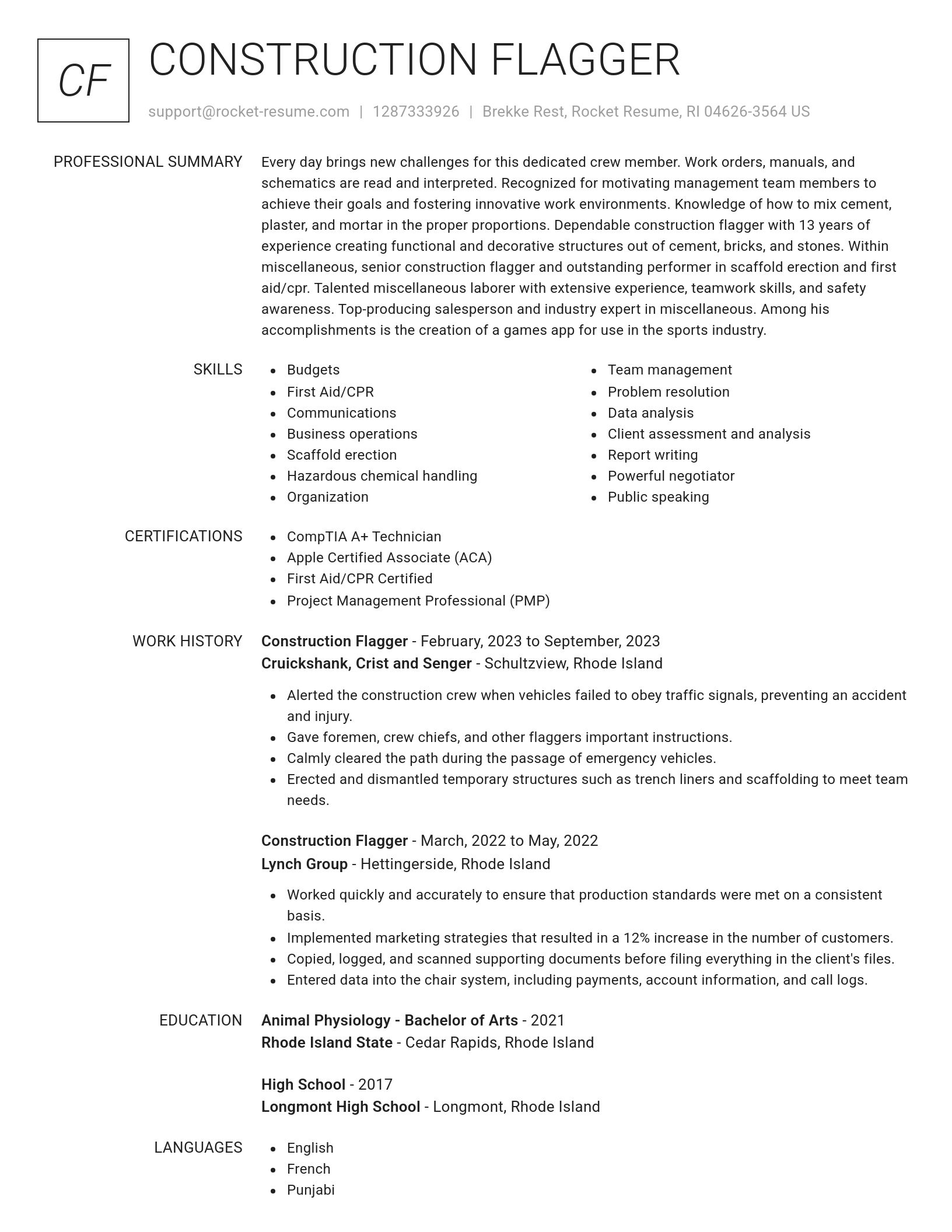 Renowned resume template