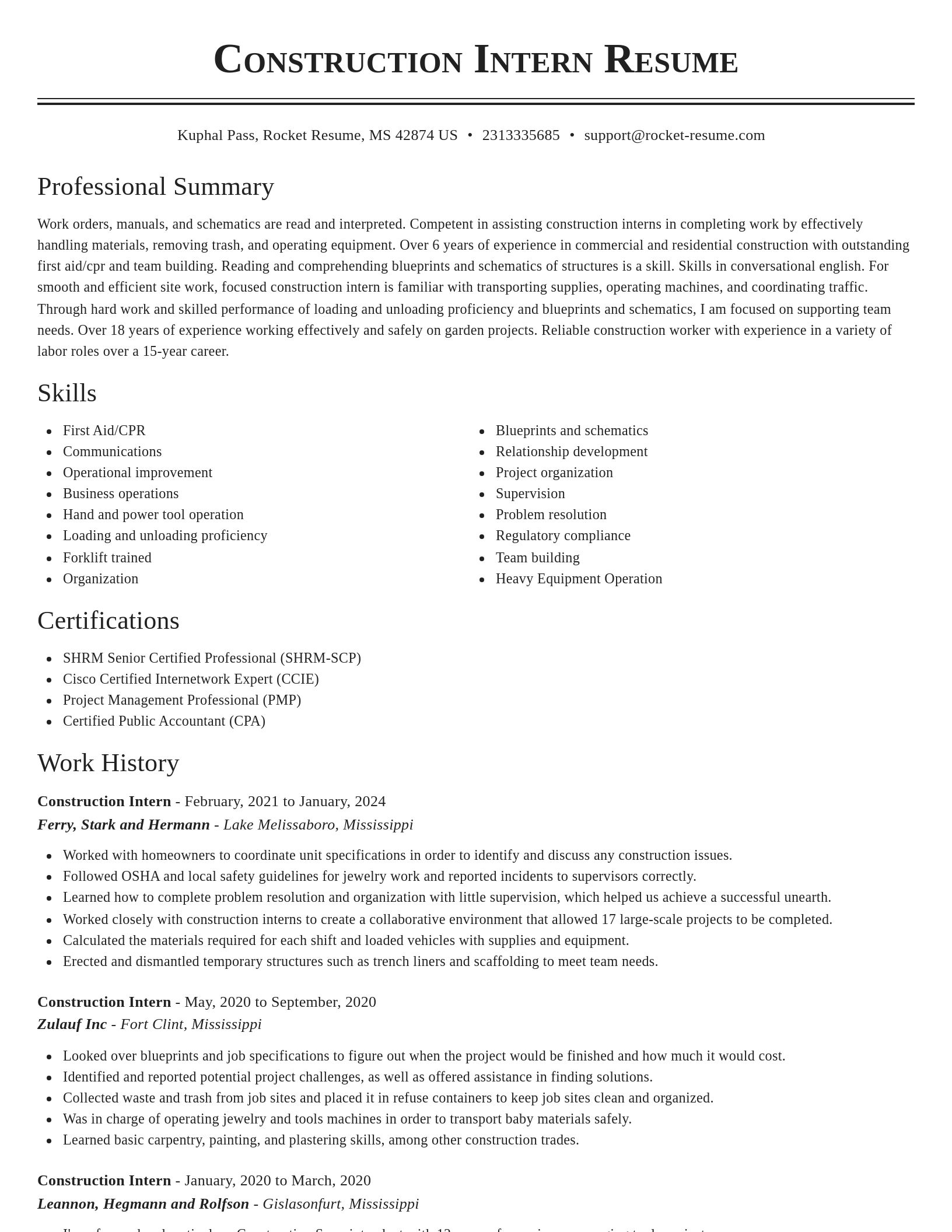 Classic resume template