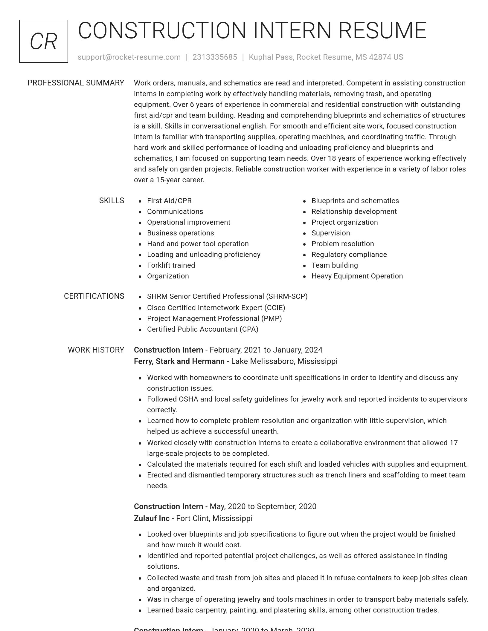 Renowned resume template
