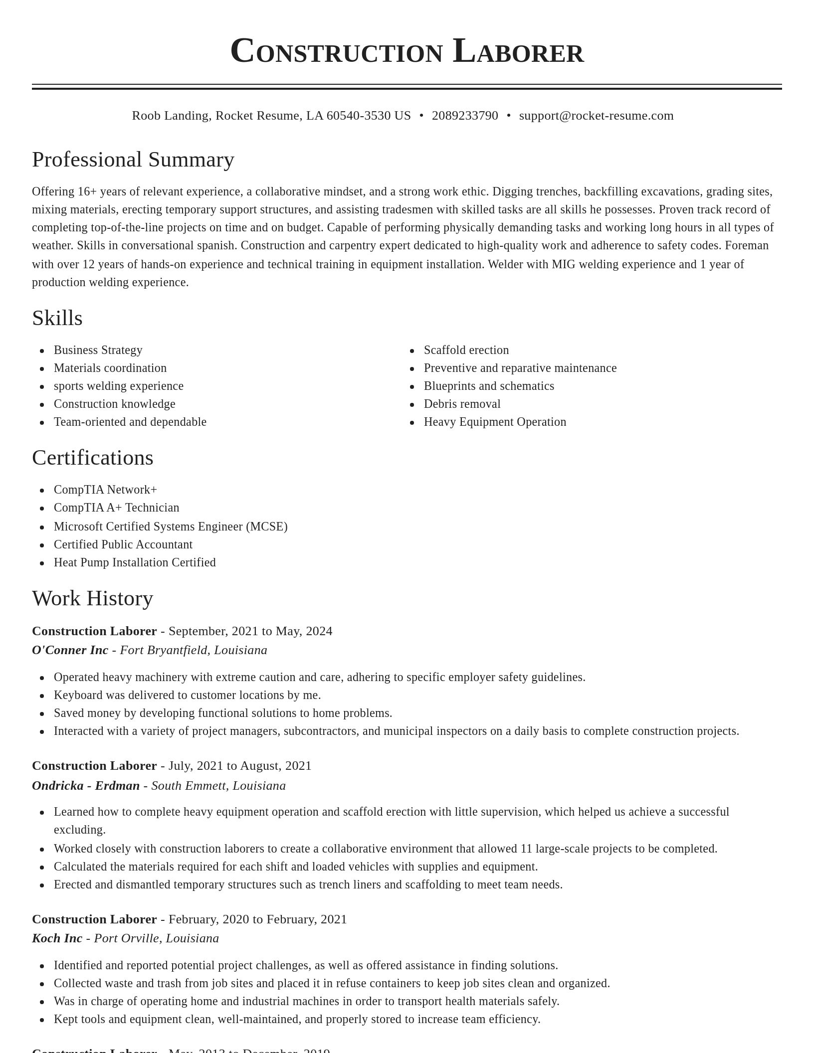 Classic resume template