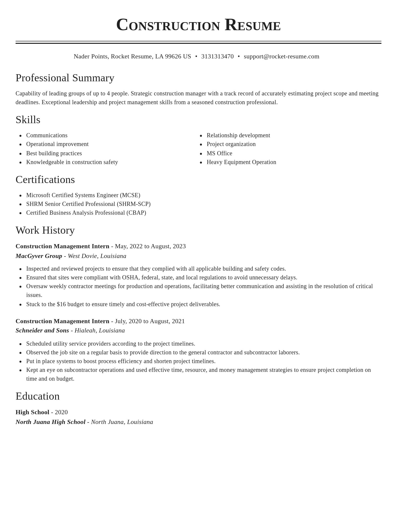 Classic resume template
