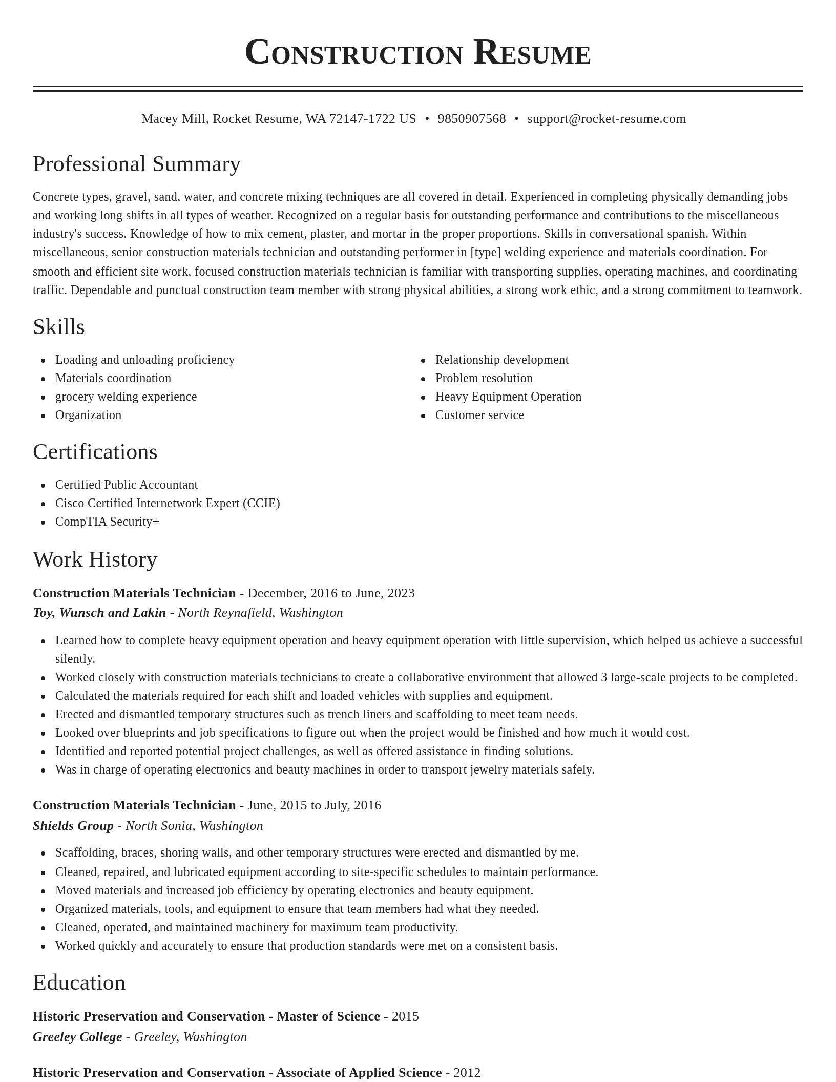 Classic resume template