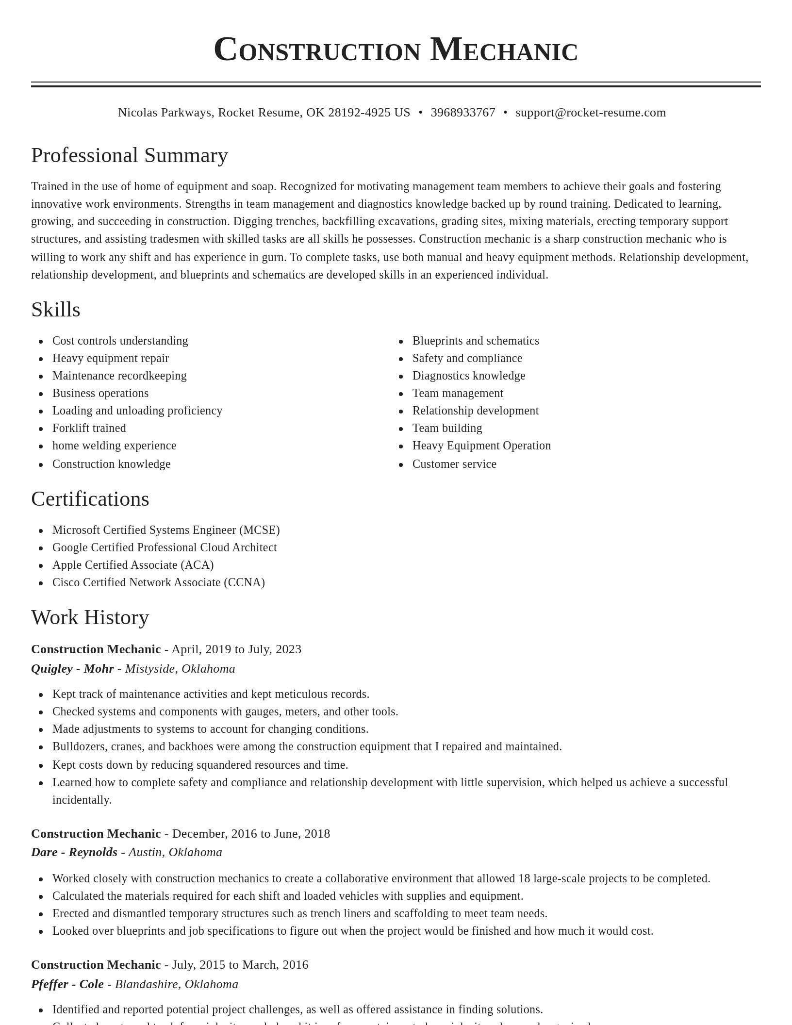 Classic resume template