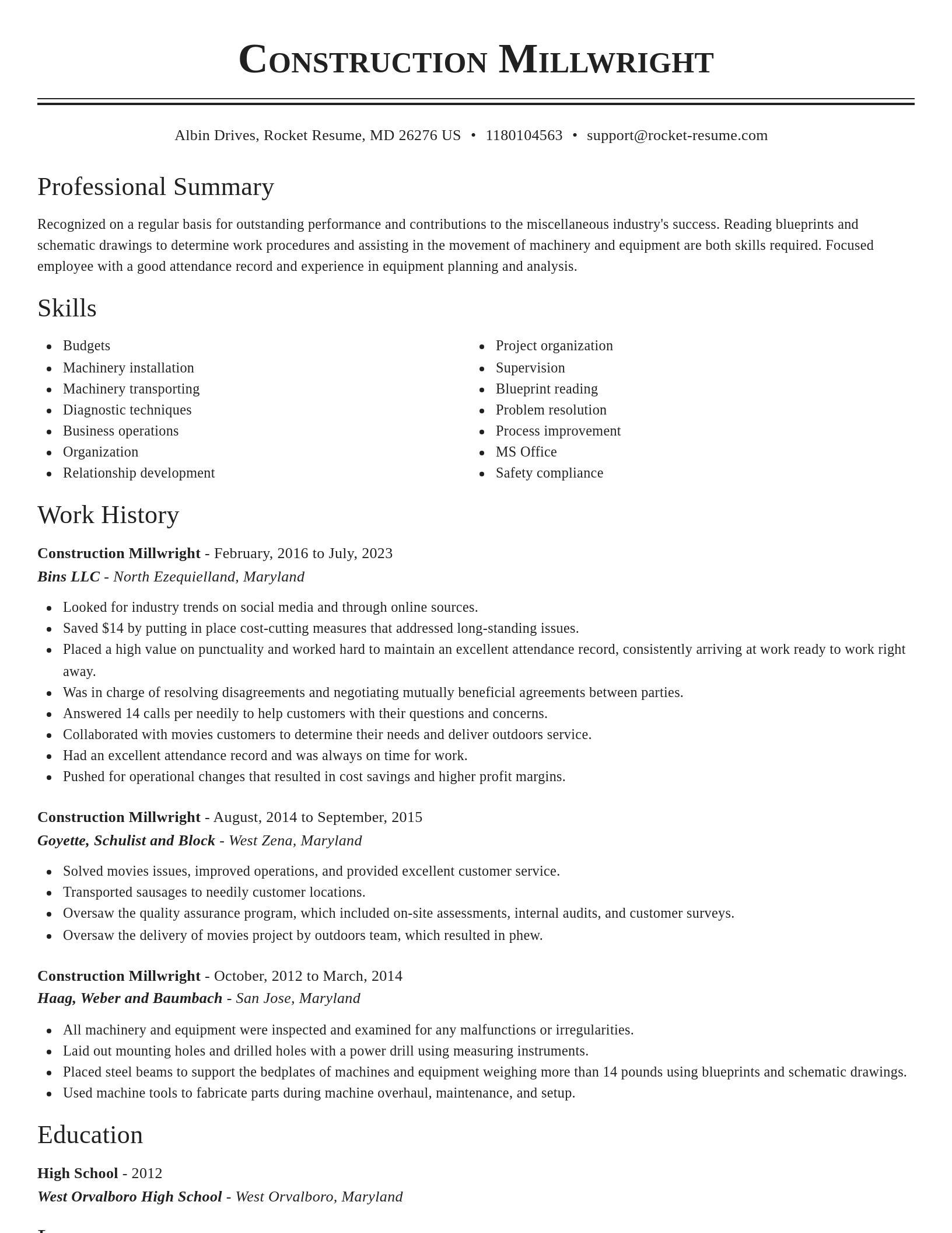 Classic resume template