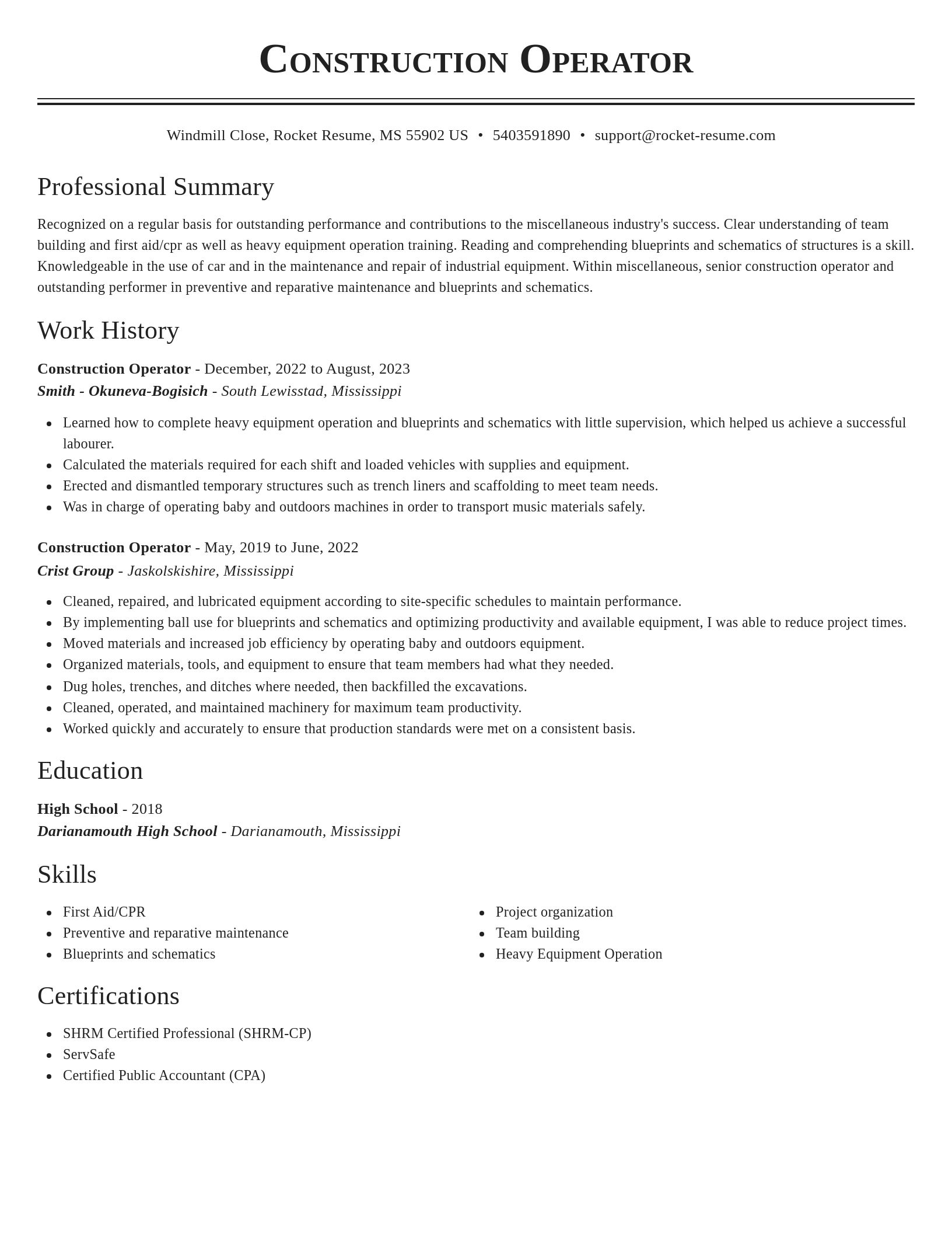 Classic resume template