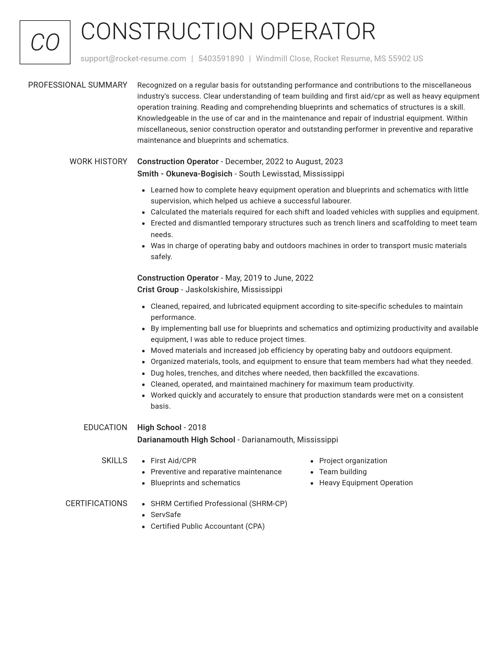 Renowned resume template