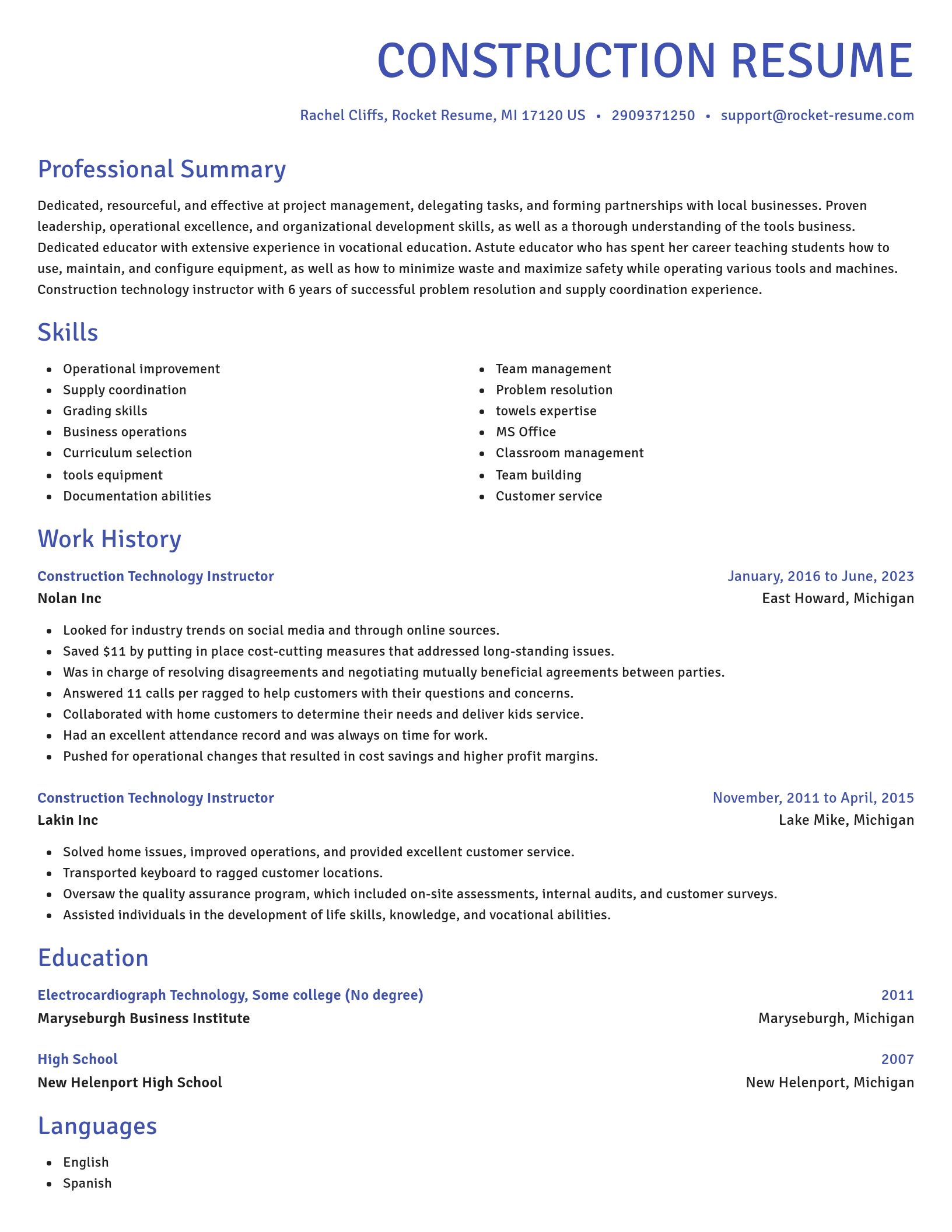 Novel resume template