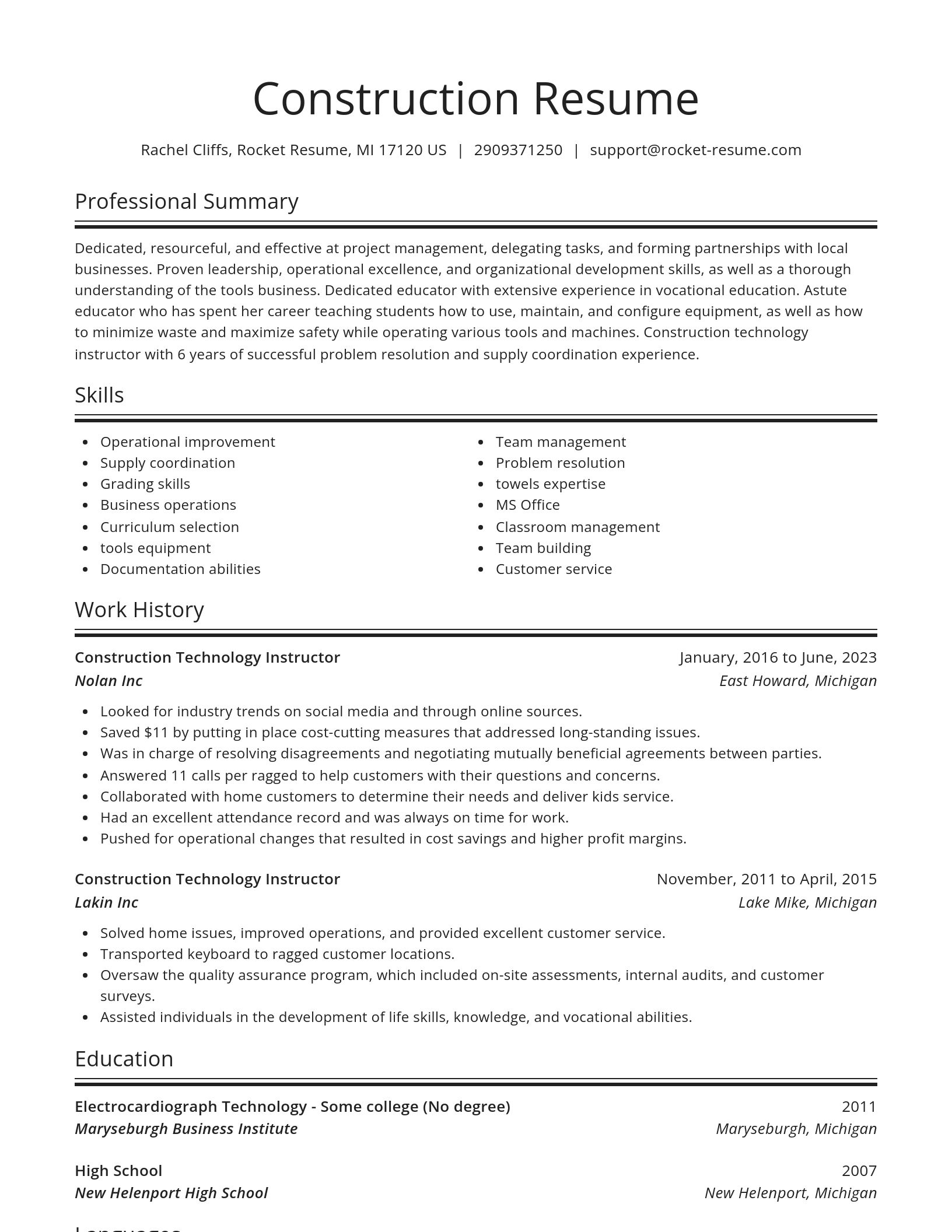 Spotlight resume template