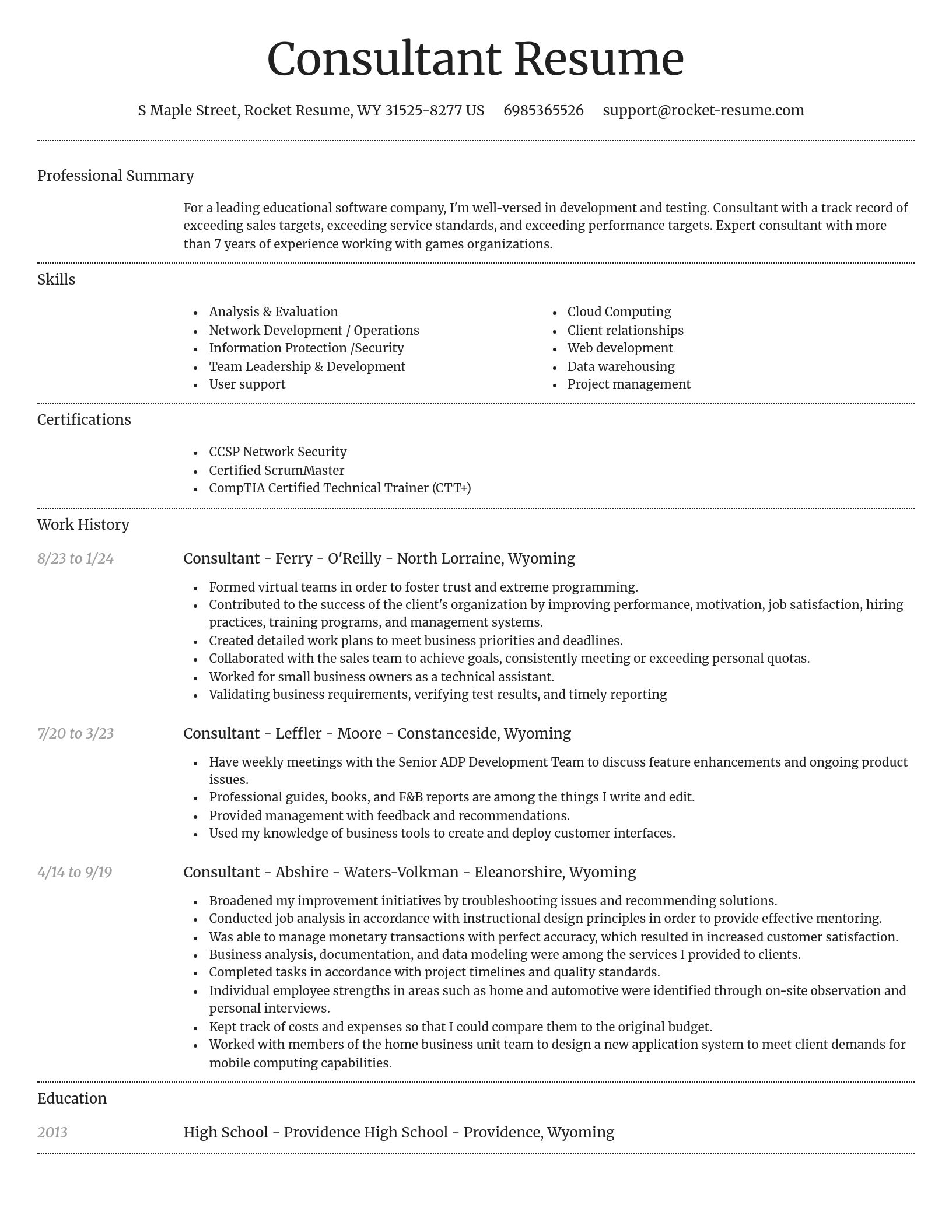 Dignified resume template