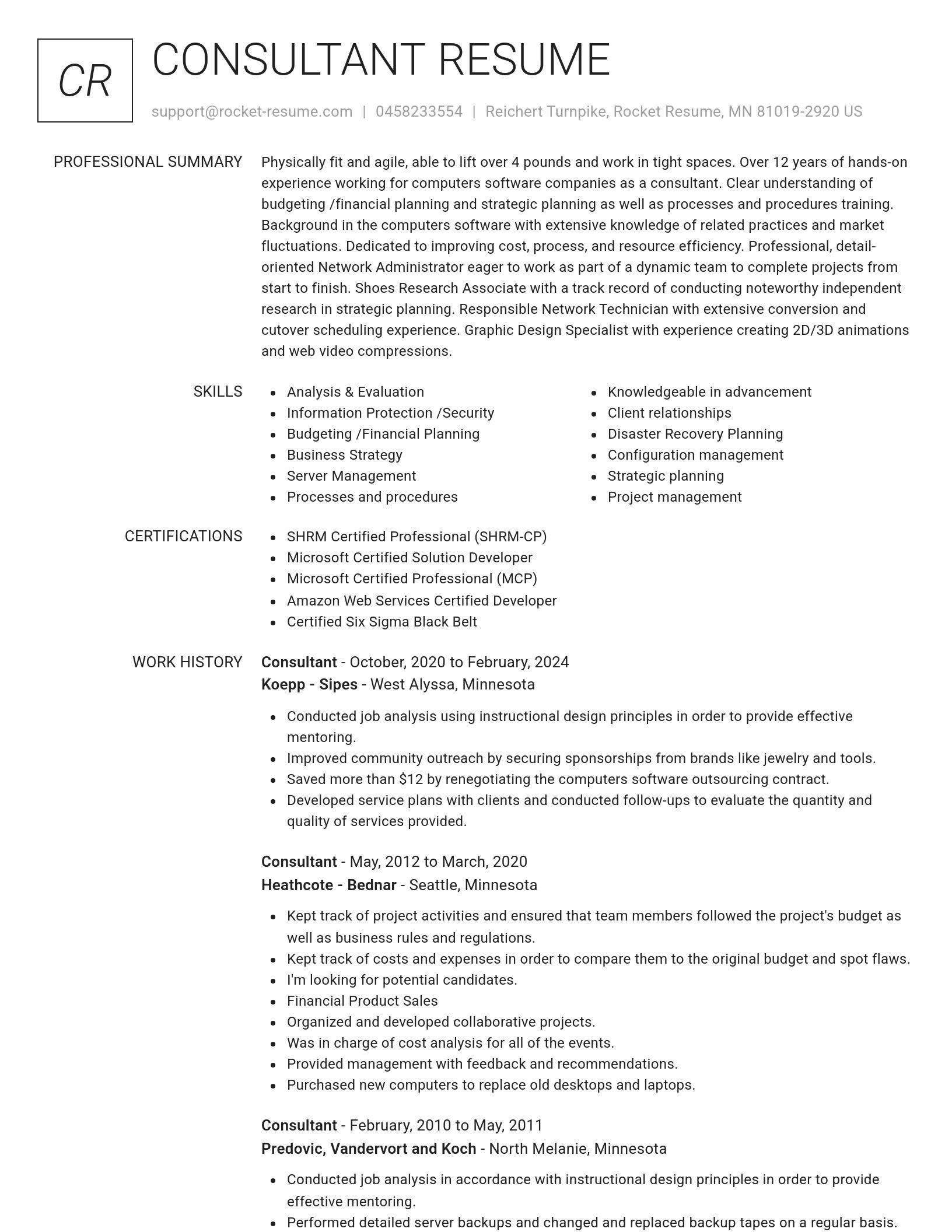 Renowned resume template