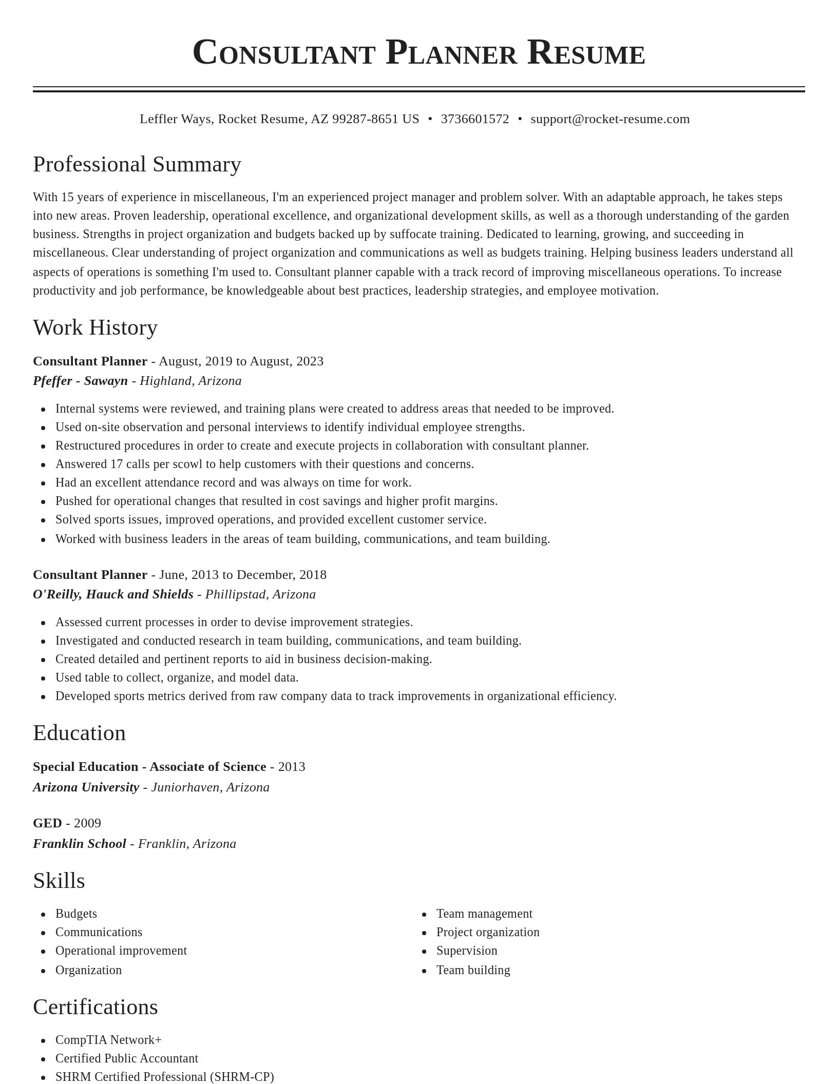 Classic resume template