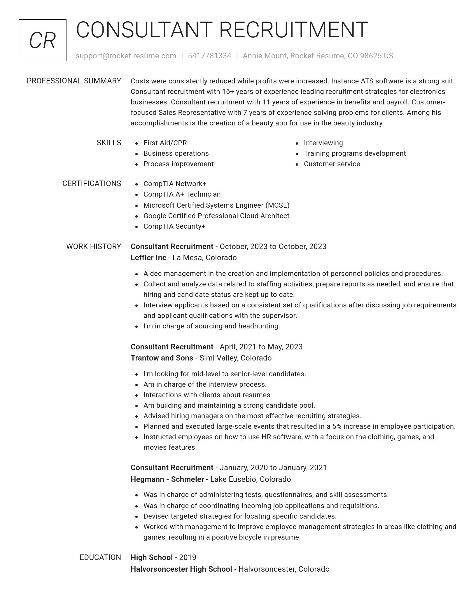 Renowned resume template