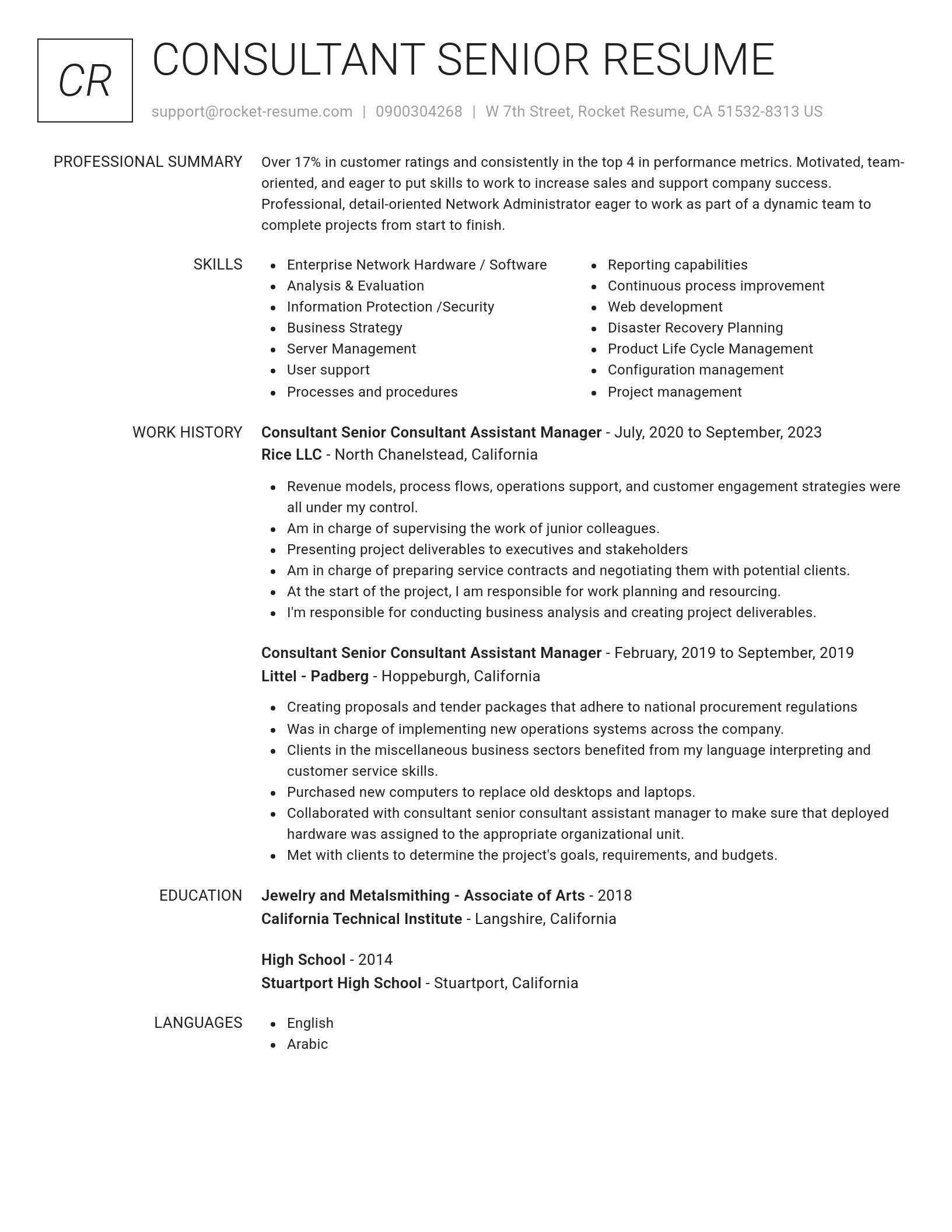 Renowned resume template