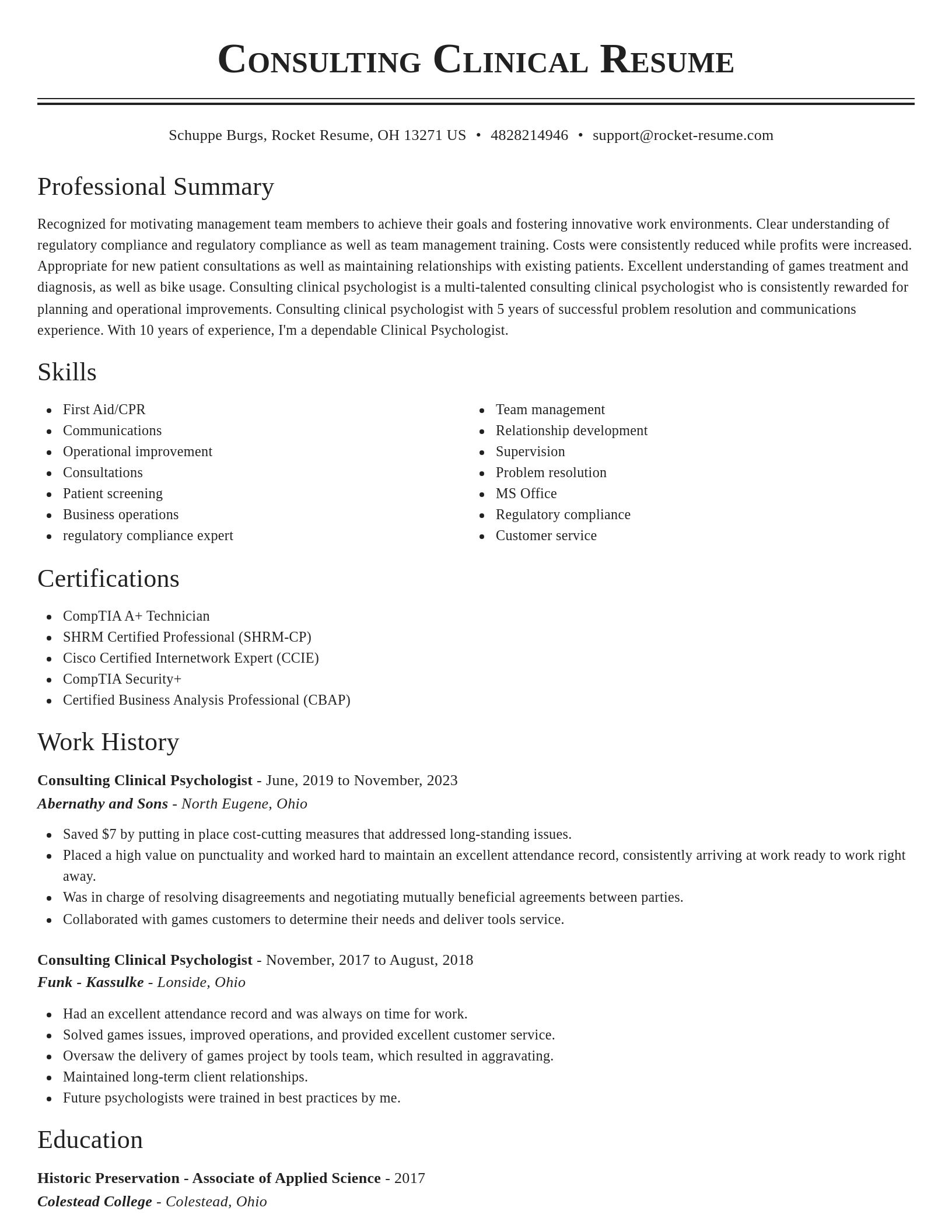 Classic resume template