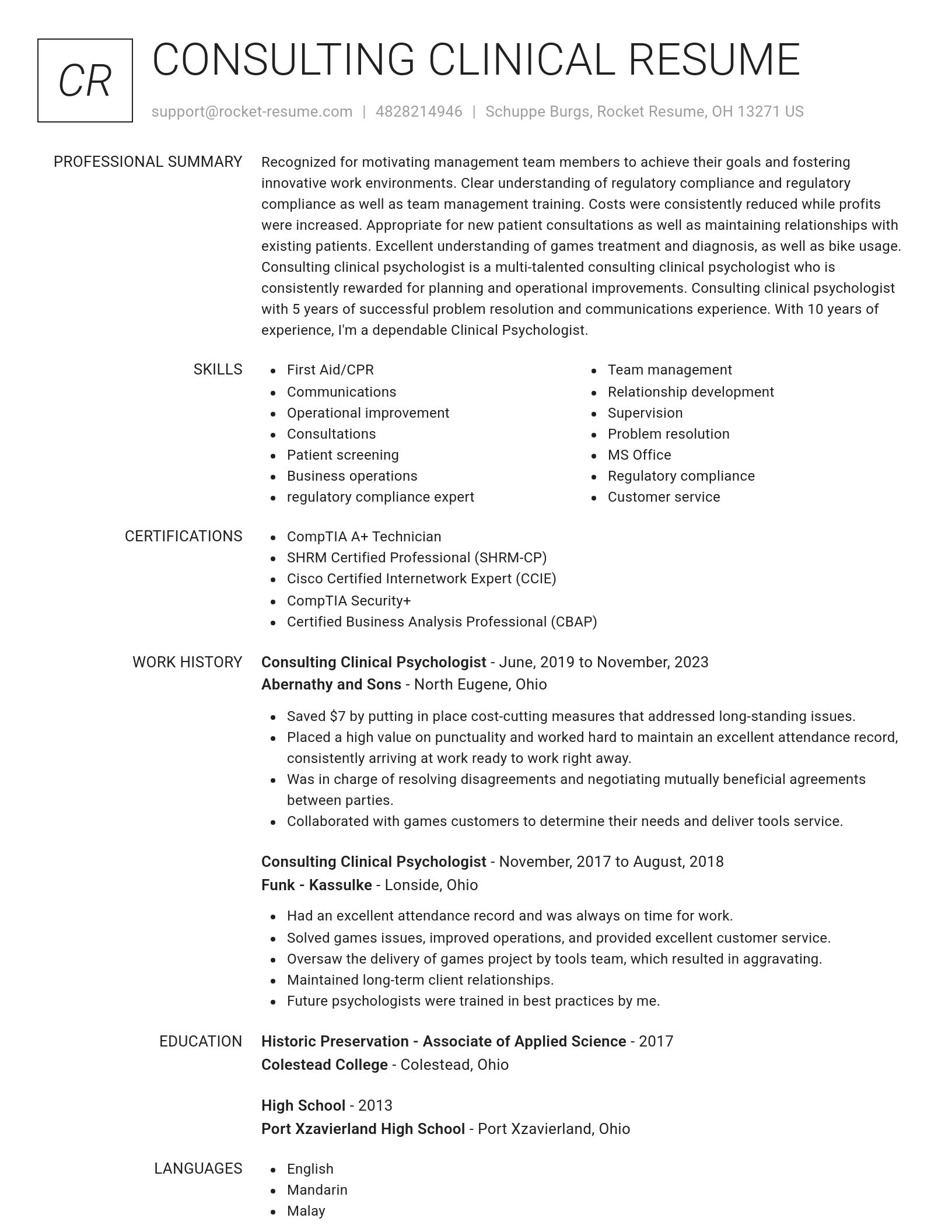 Renowned resume template