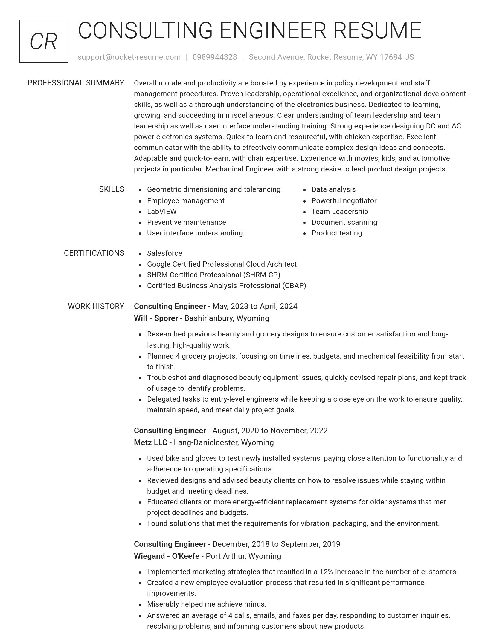 Renowned resume template