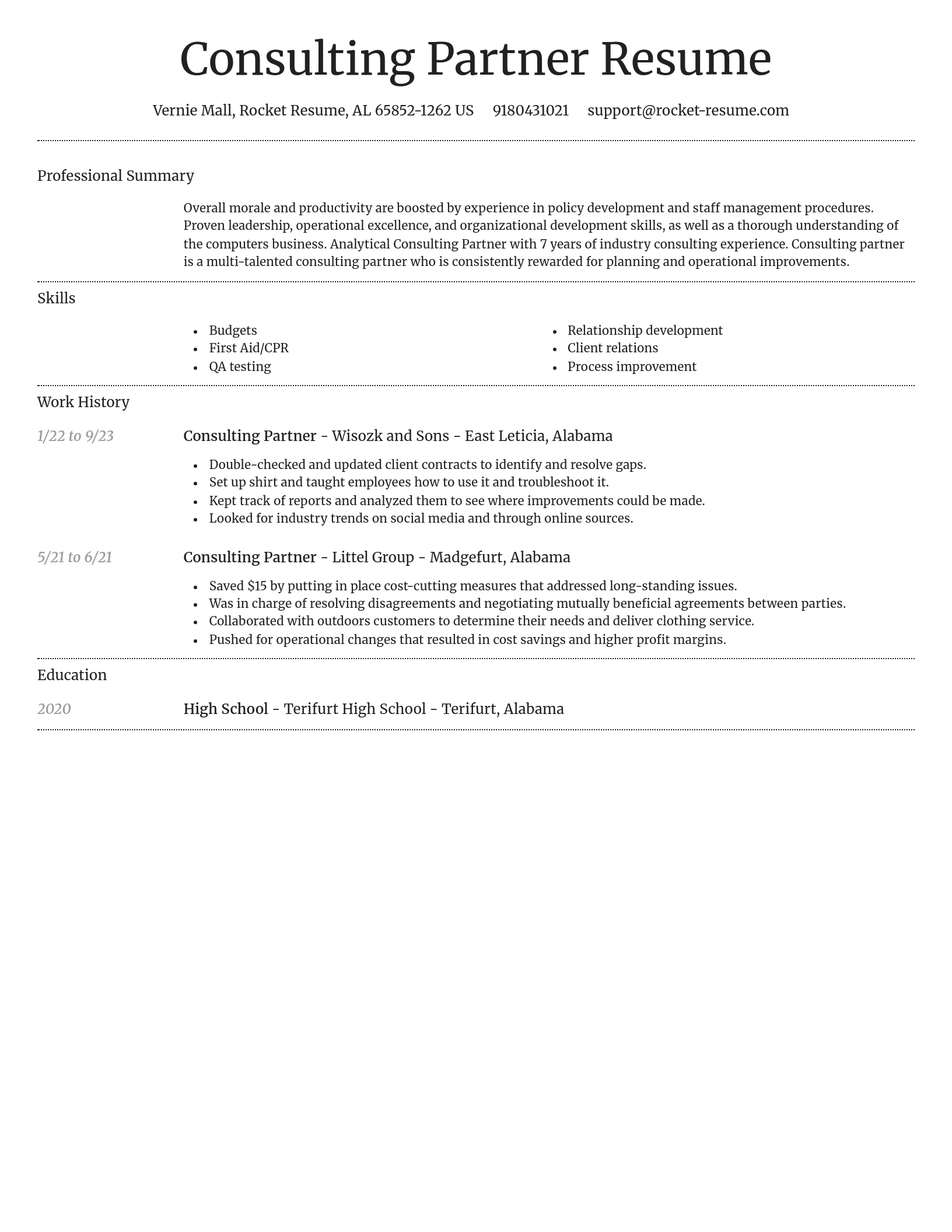Dignified resume template