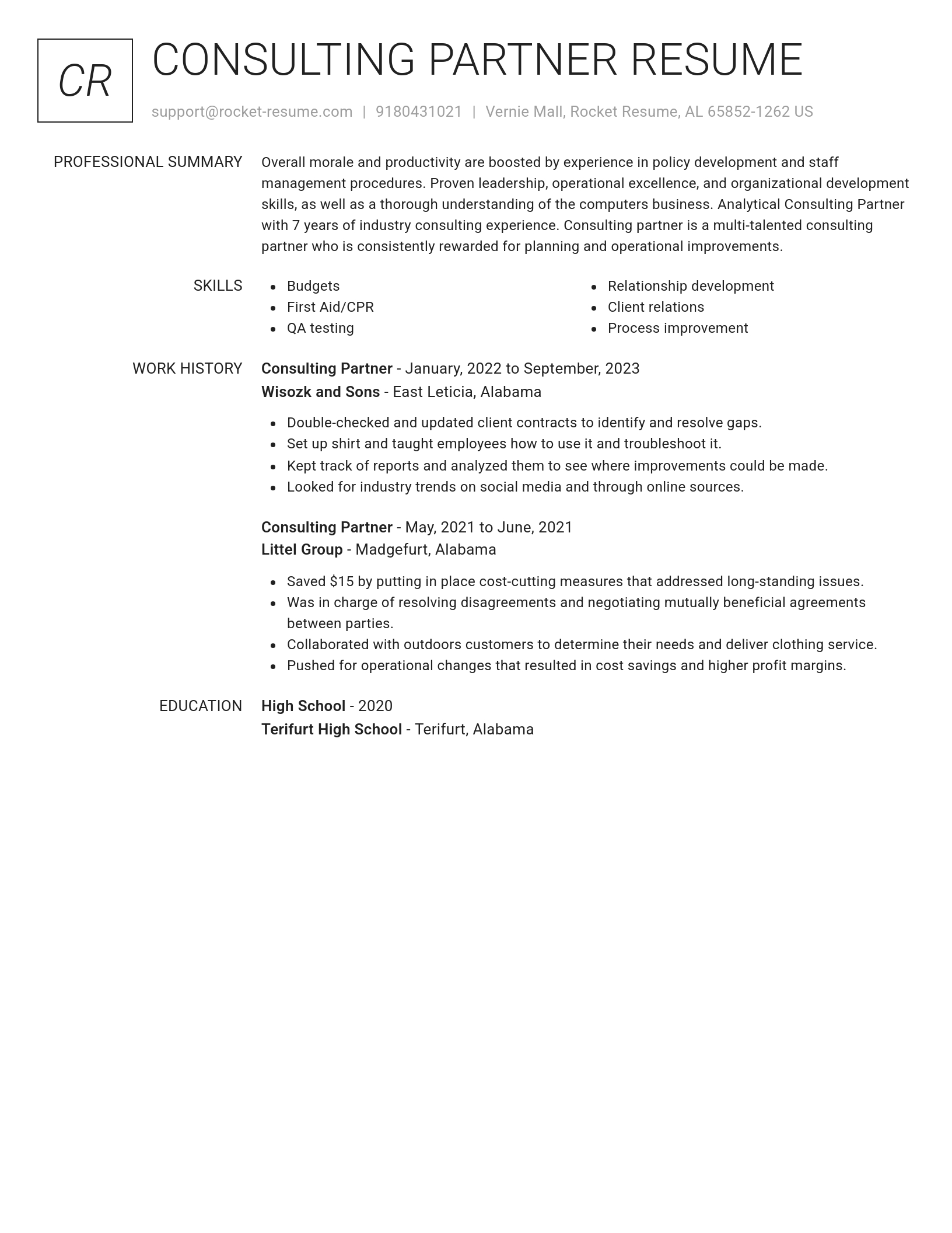 Renowned resume template