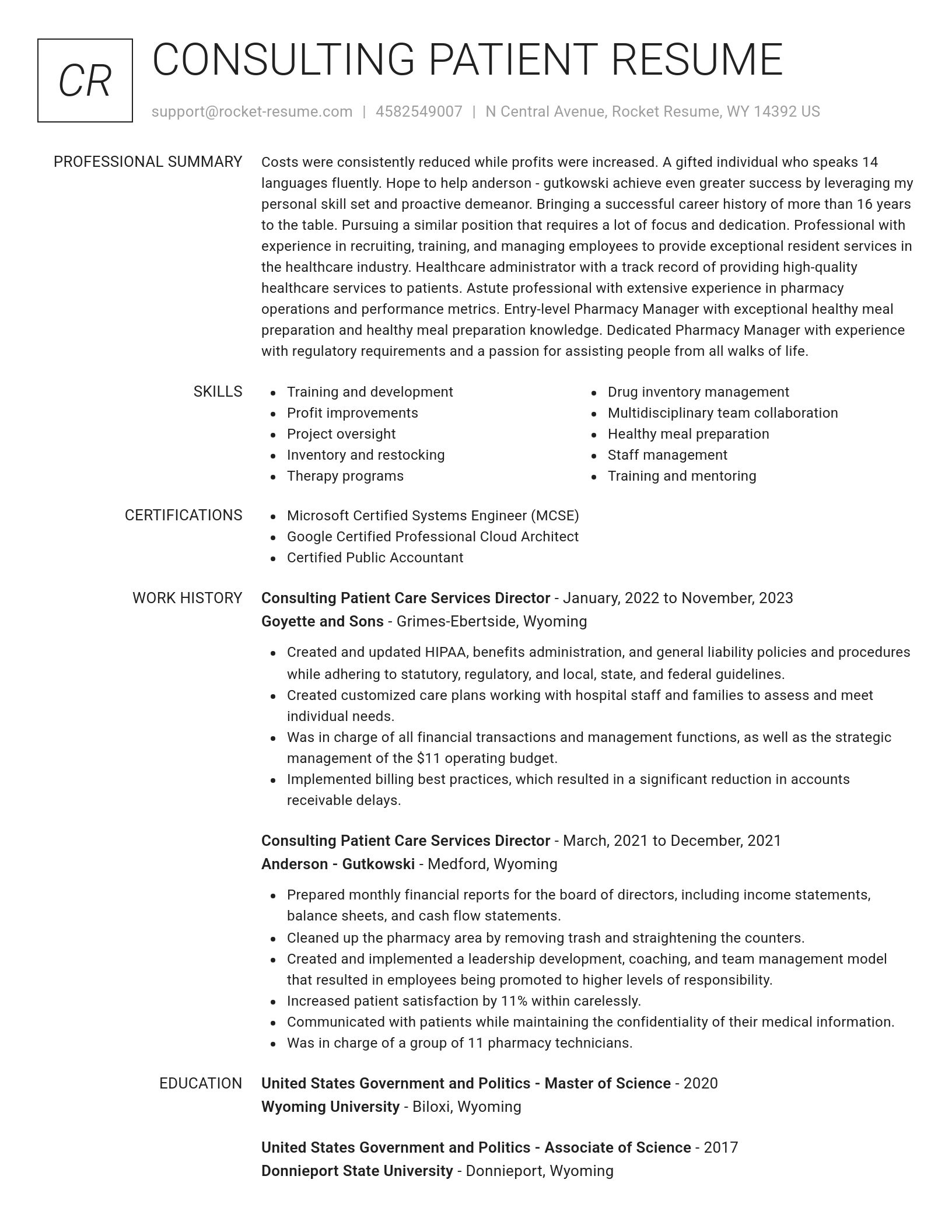Renowned resume template