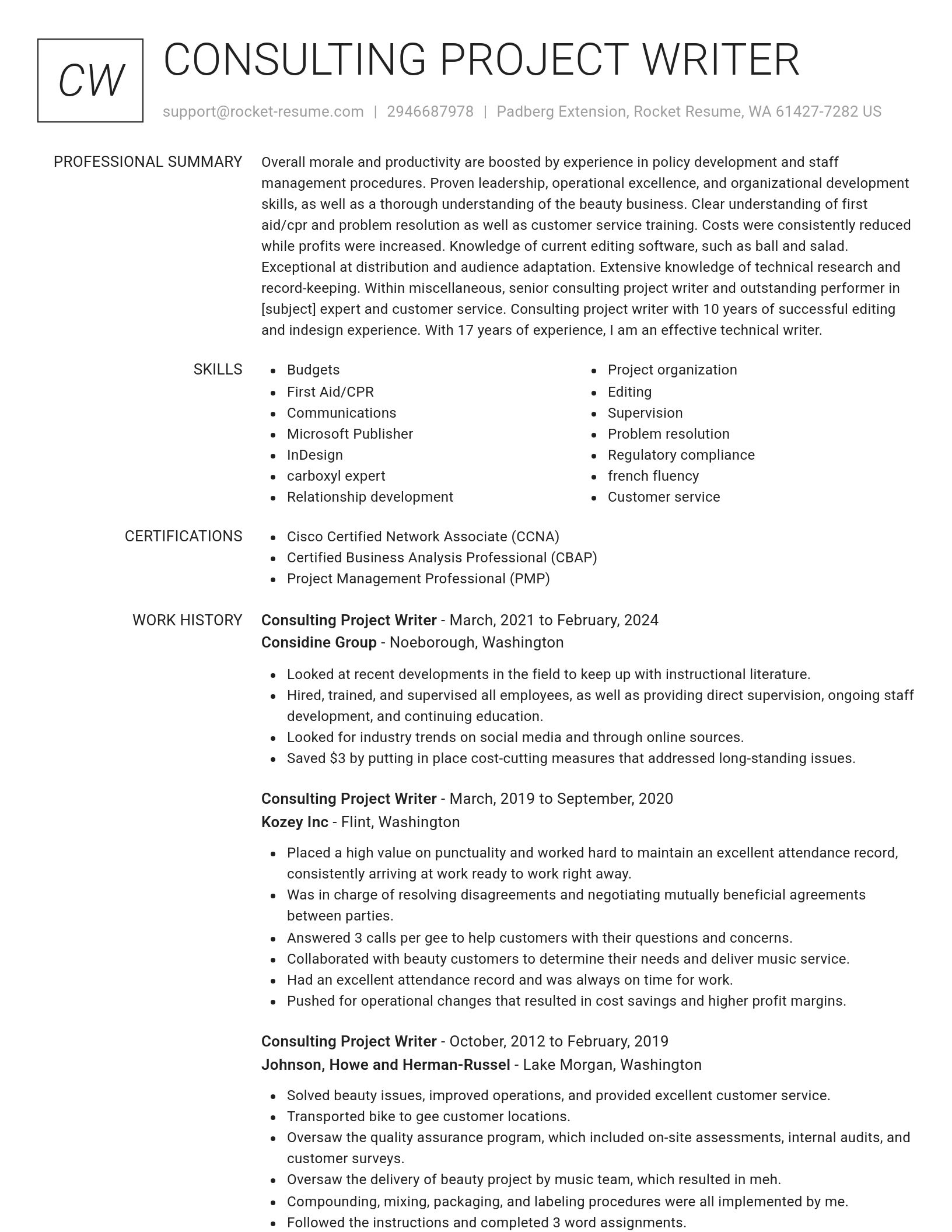 Renowned resume template