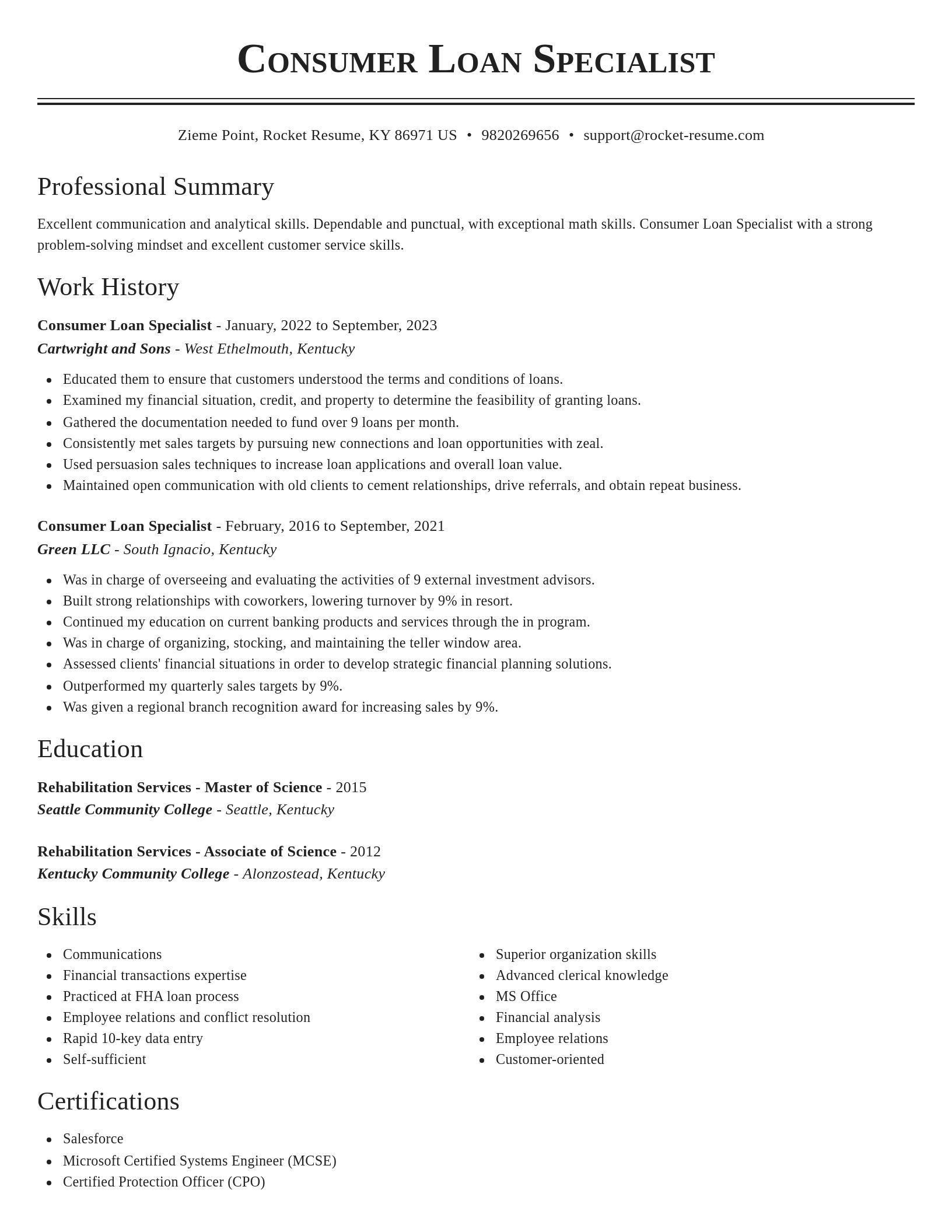 Classic resume template