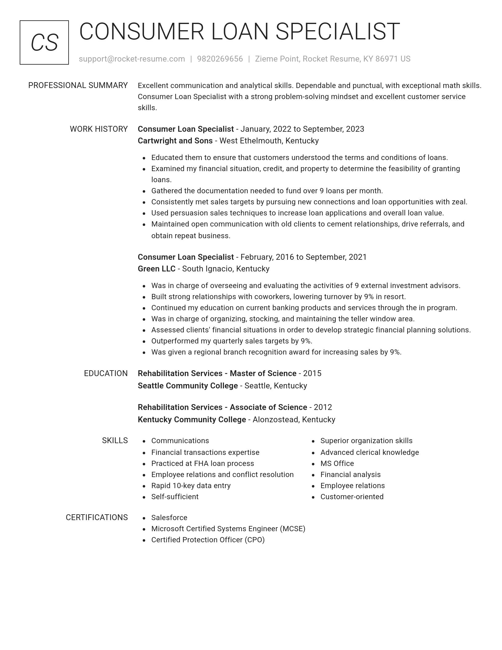 Renowned resume template