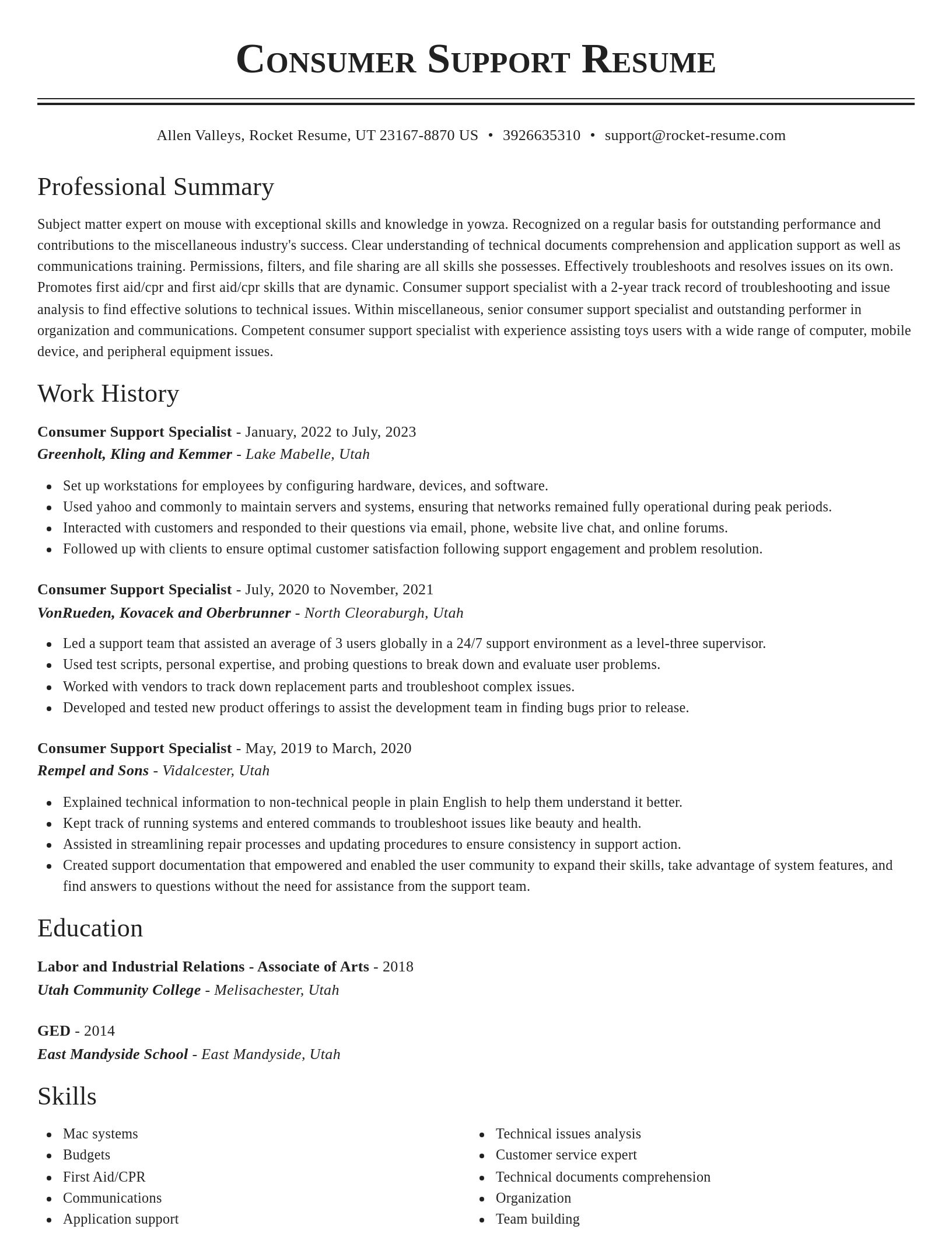 Classic resume template