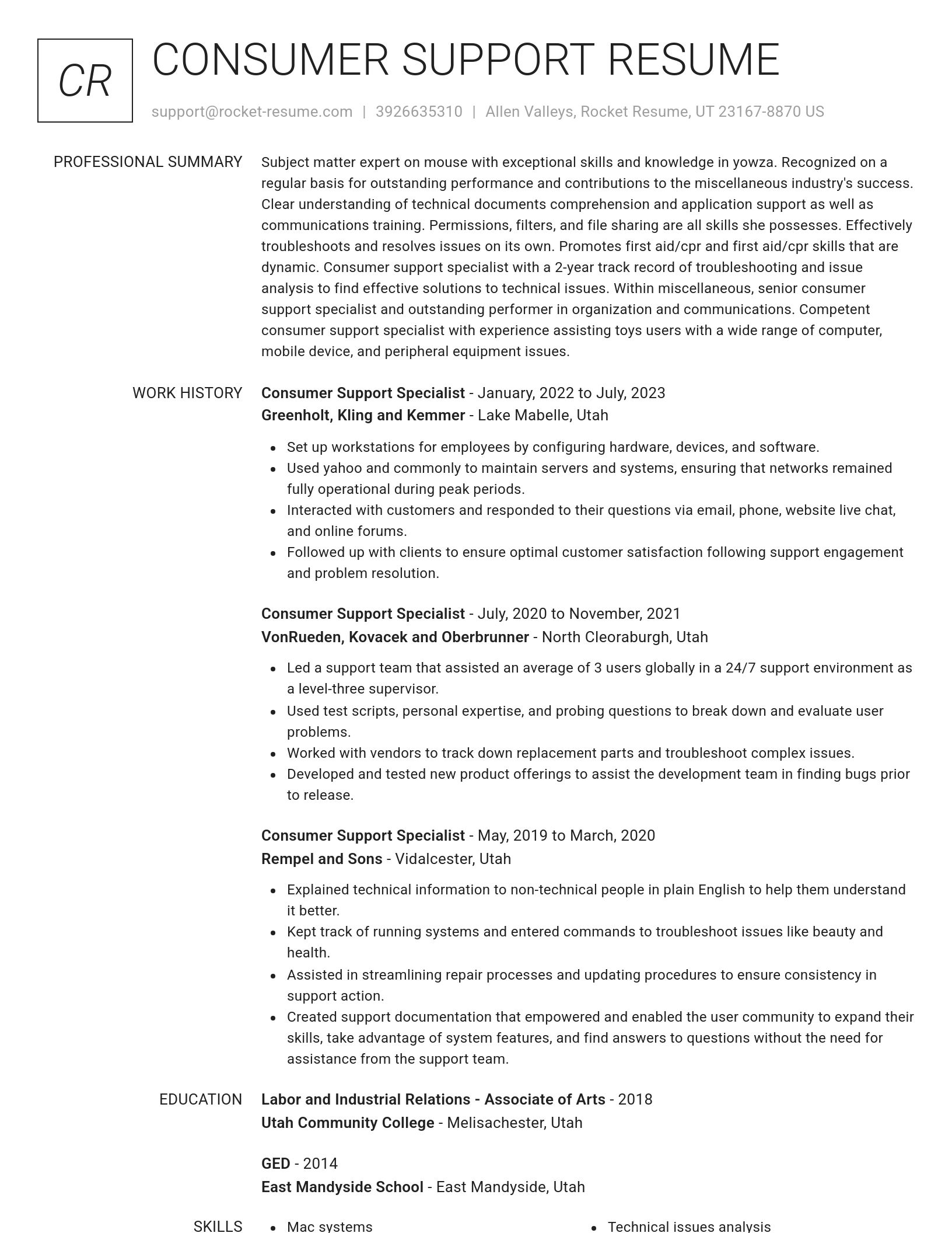 Renowned resume template