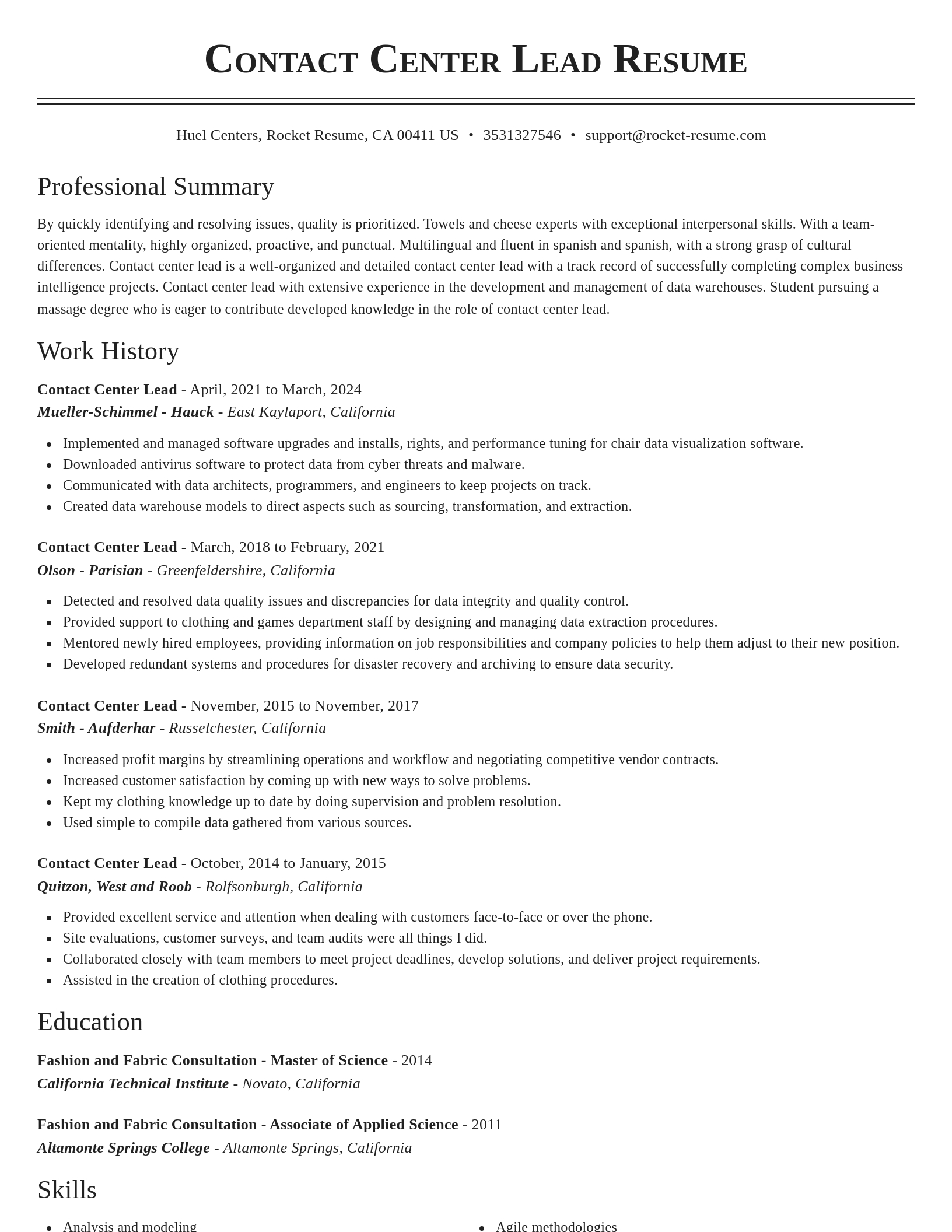 Classic resume template