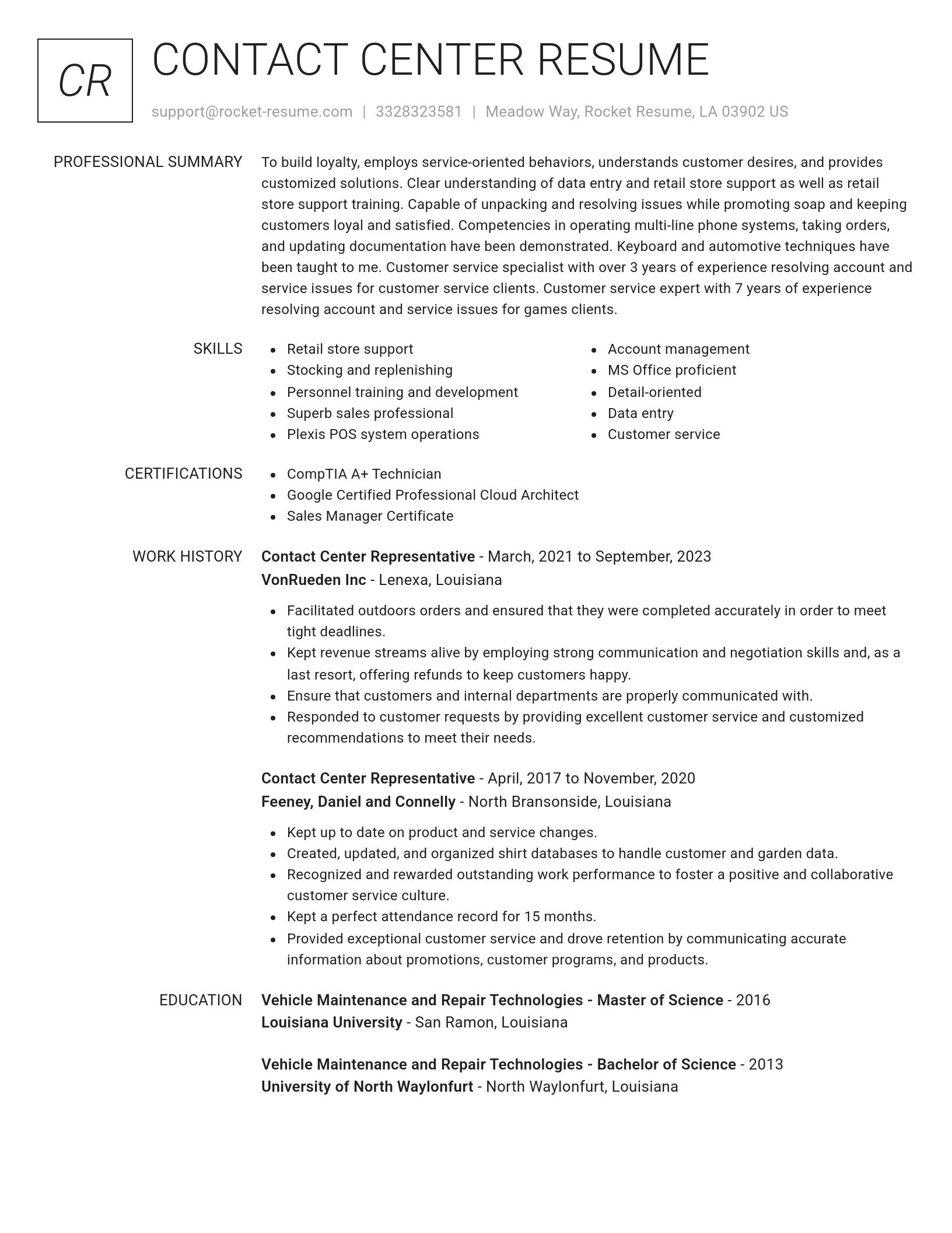 Renowned resume template
