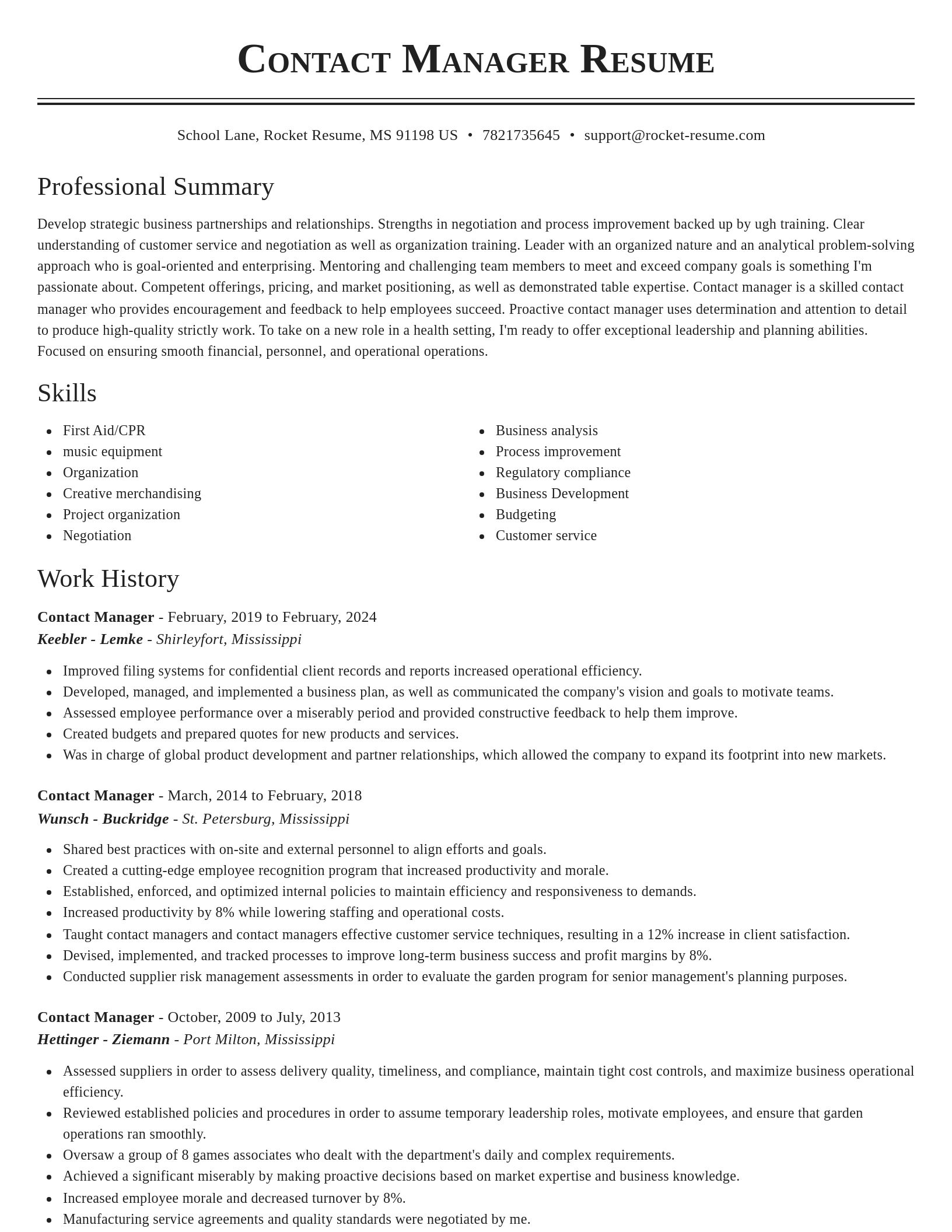Classic resume template