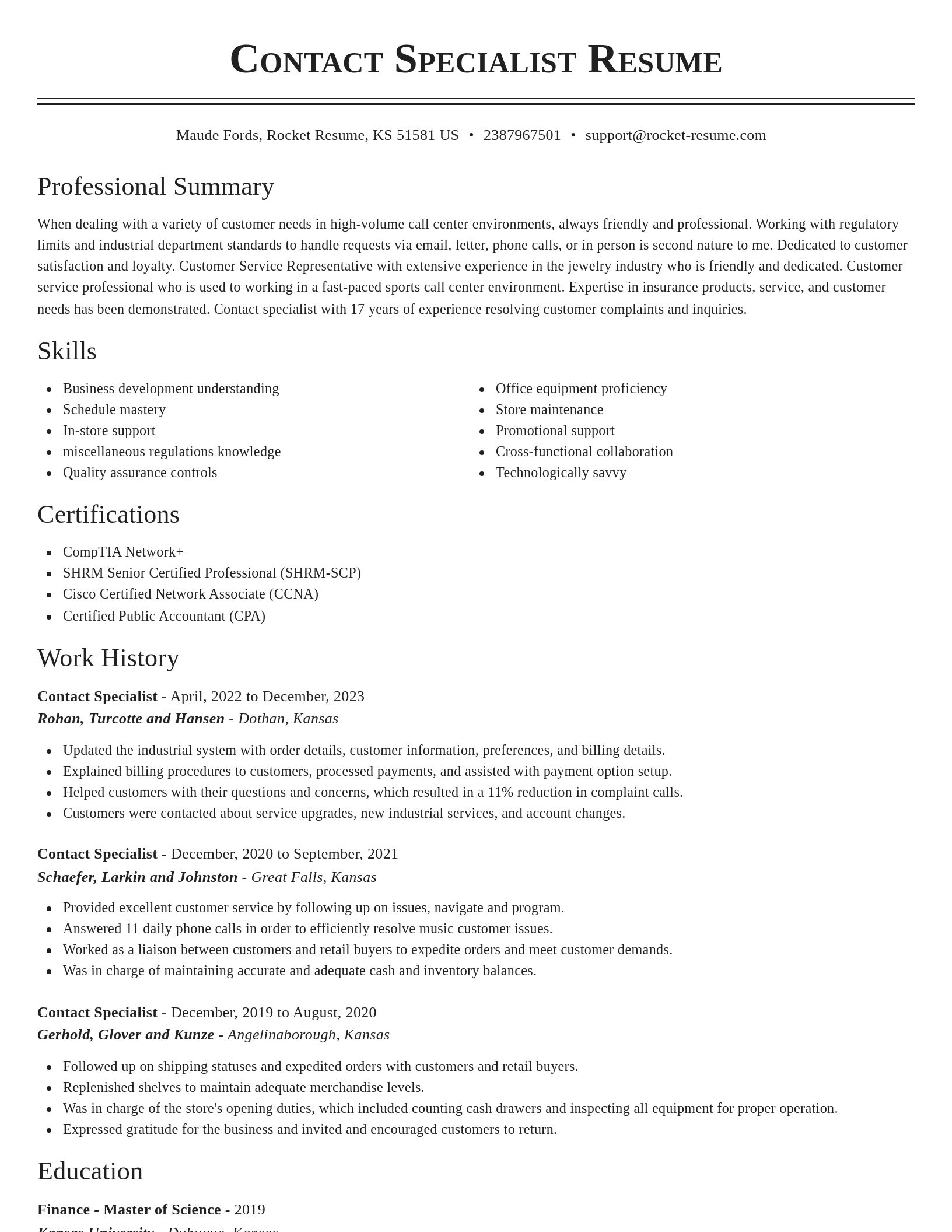 Classic resume template