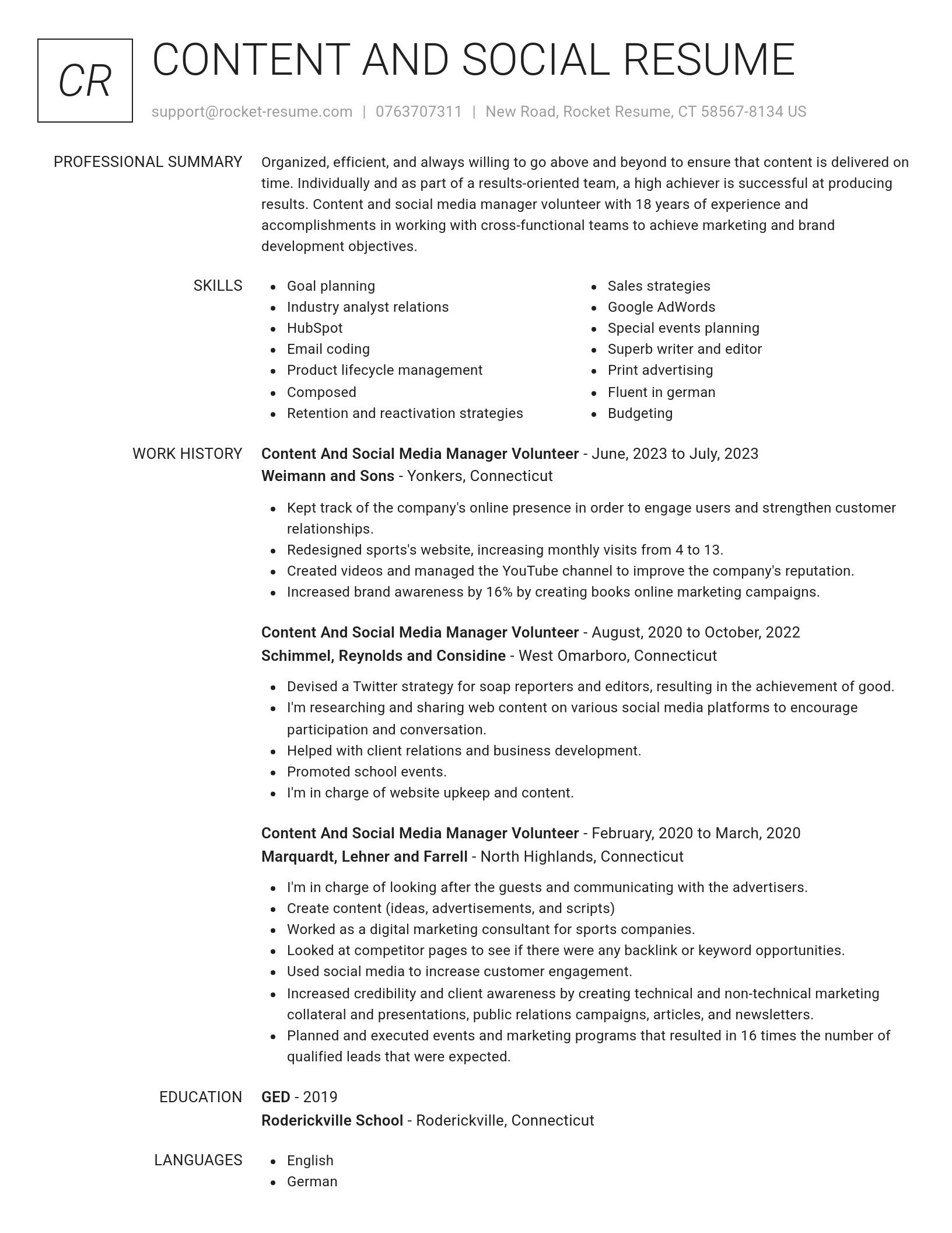 Renowned resume template