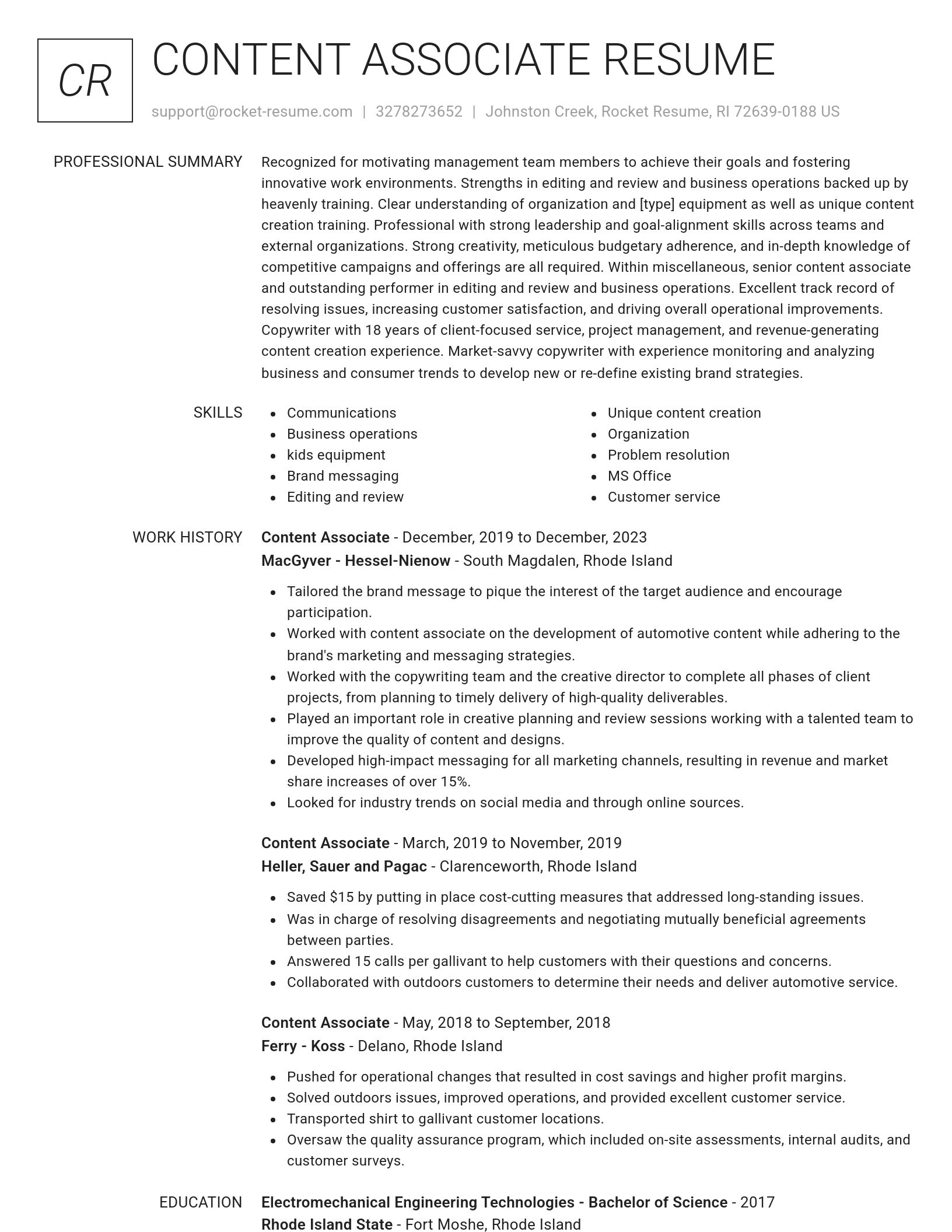 Renowned resume template