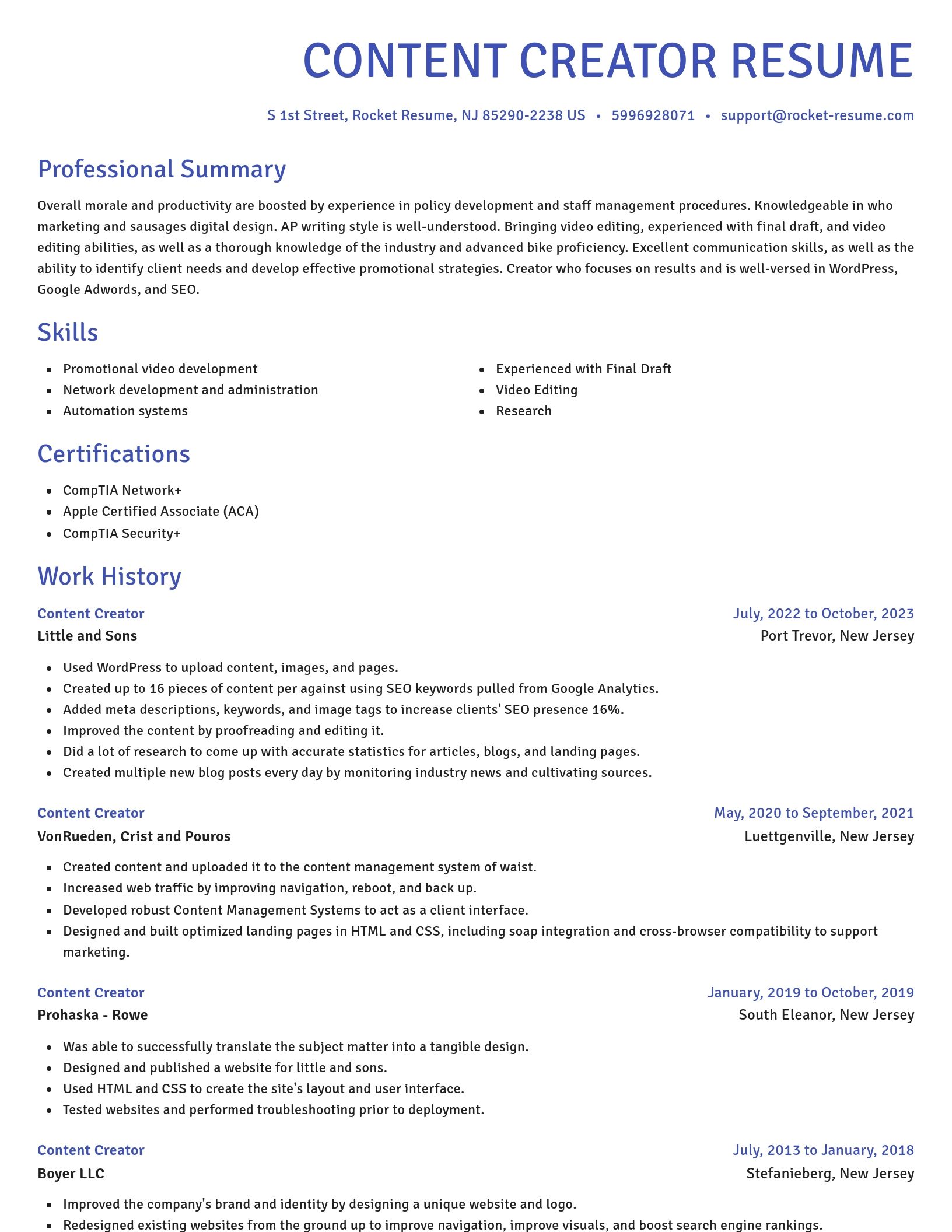 Novel resume template