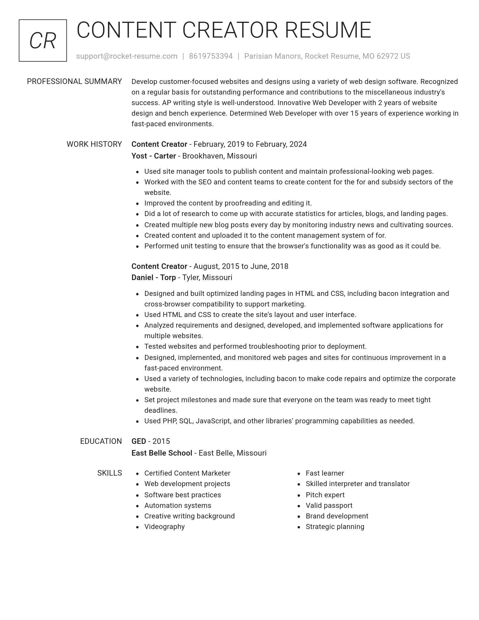 Renowned resume template